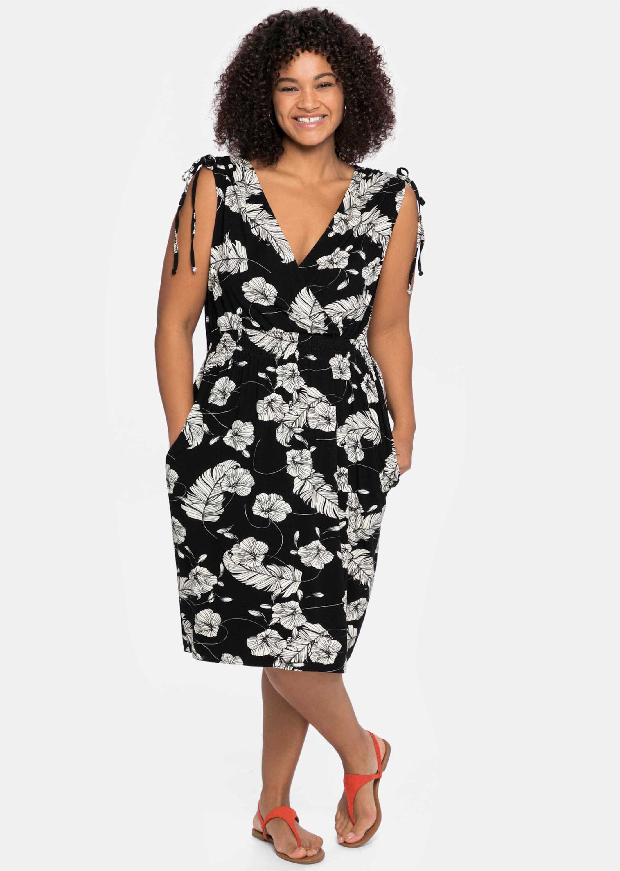 Sheego Etuikleid Strandkleid Ärmellos mit Wickeloptik und Eingrifftaschen günstig online kaufen