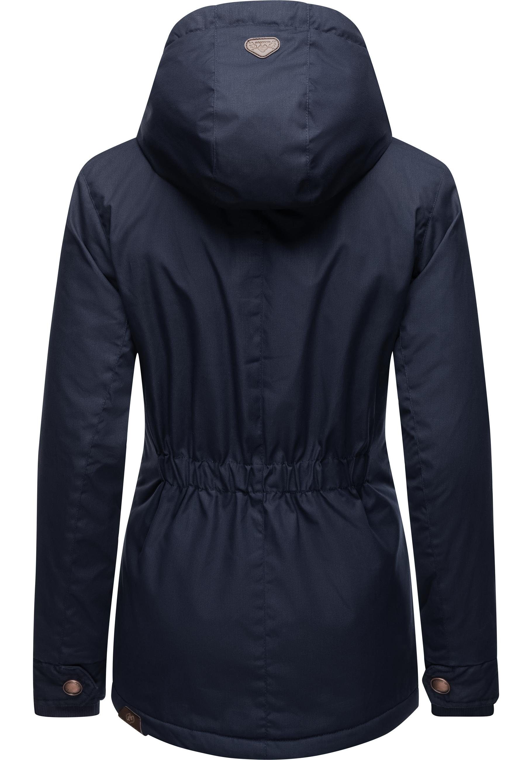 Ragwear Winterjacke Monade Damen Winterparka mit Kapuze und m. Fleece gefüttert