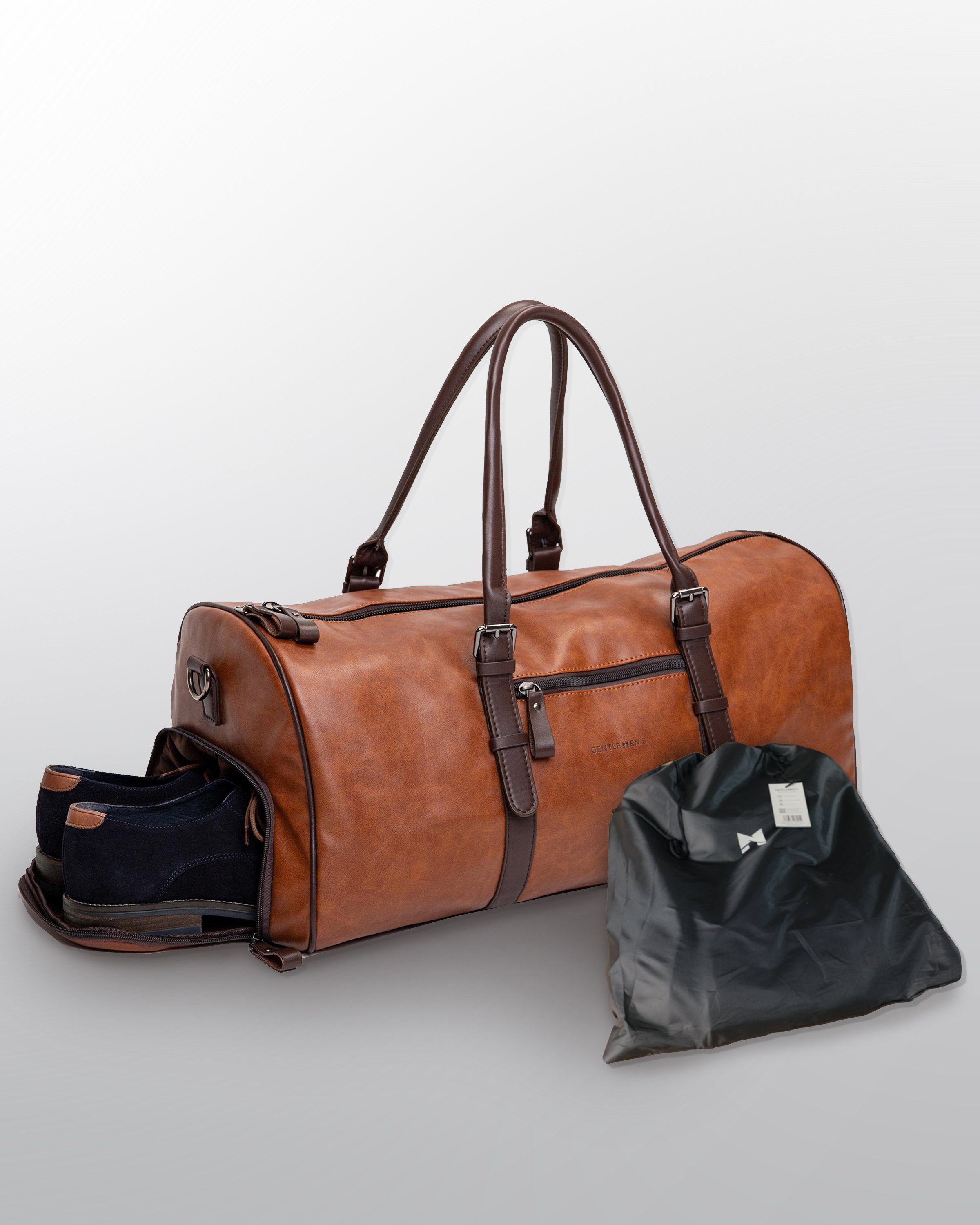 Gentlemen's Weekender - Kunstleder Reisetasche mit separatem Schuhfach, Sporttasche für jeden Anlass - vegan mit Schultergurt und Trackerfach