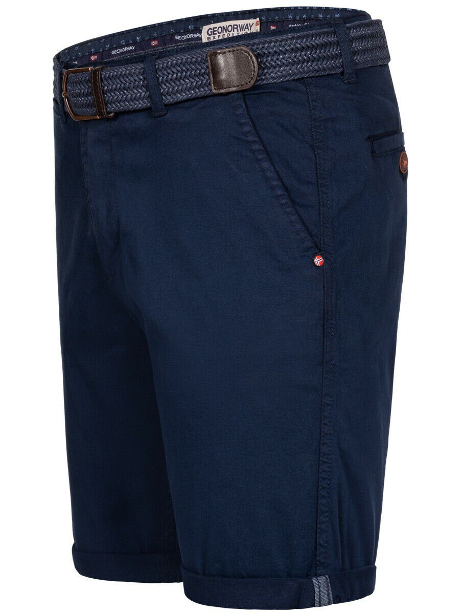 Geographical Norway Bermudas Chino Shorts kurze Hose Bermuda Knielang Stoff bequem mit Gürtel short – Bild 4 von 5