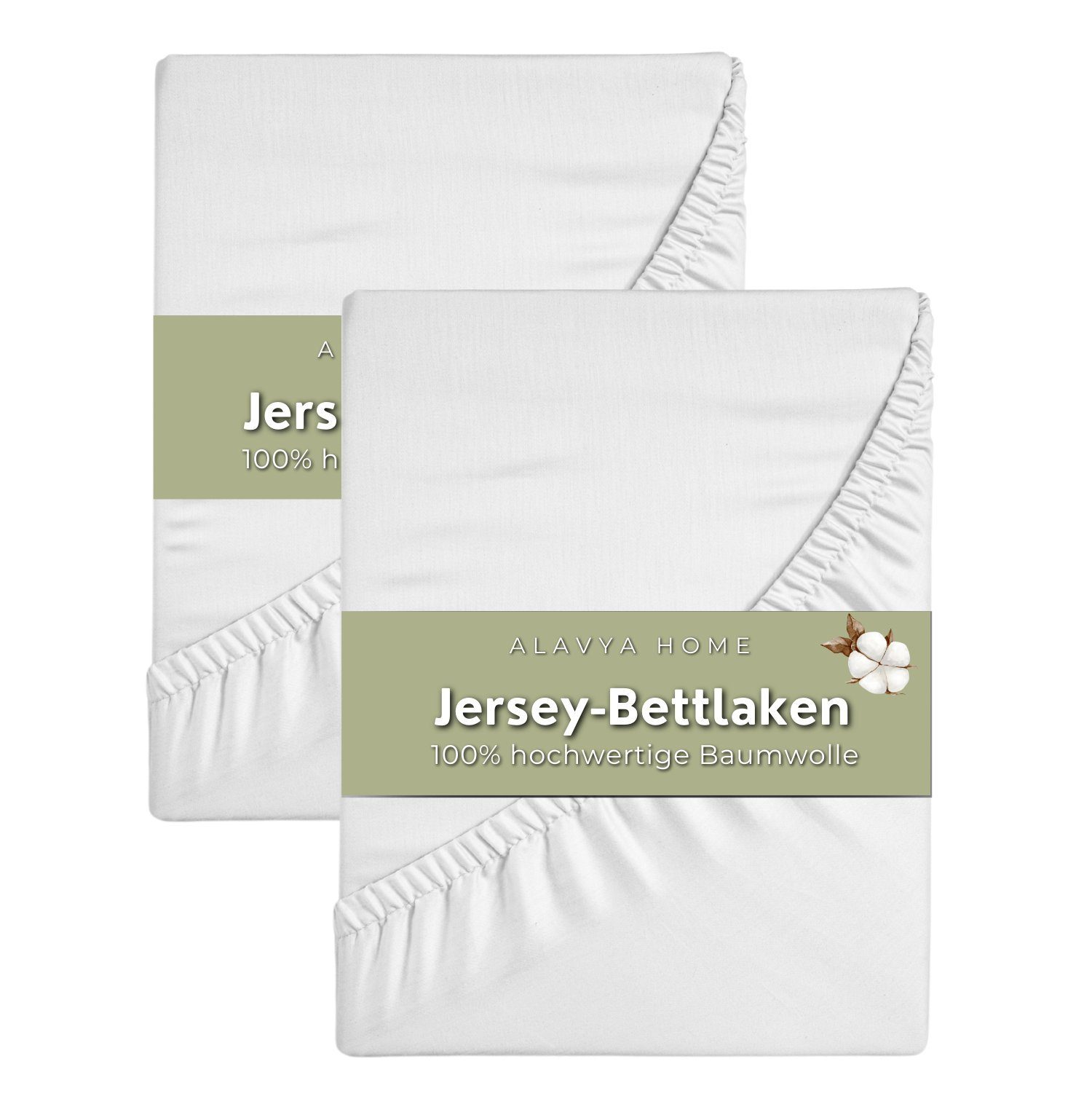 Spannbettlaken Premium Jersey-Bettlaken mit Rundumgummizug, Alavya Home®,  (2 Stück), Baumwolle 100% Kinderbett Spannbetttuch Baby Bettlaken Jersey