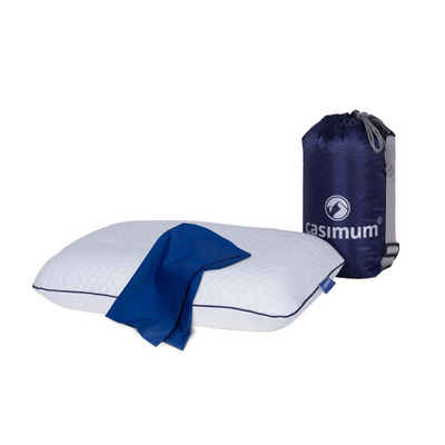 casimum Reisekissen ergonomisches Reisekissen aus Viscoschaum, 1-tlg., stützend und bequem für unterwegs, 40x25x10 cm mit blauem Bezug