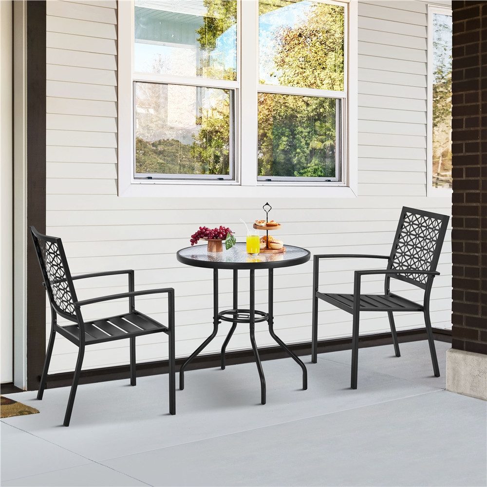 Yaheetech Esszimmerstuhl, 2-er Set Metallstuhl Outdoor-Esszimmerstuhl günstig online kaufen