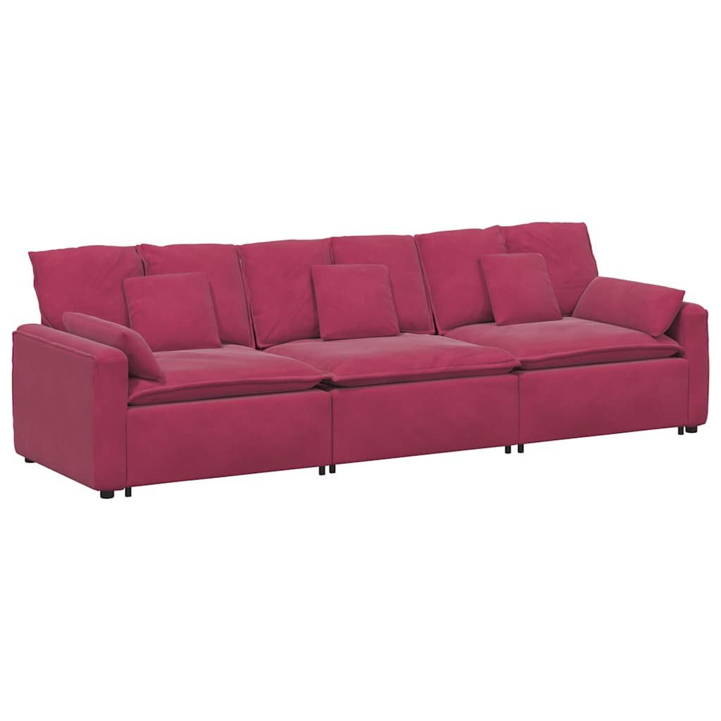 vidaXL Sofaelement Modulares Sofa mit Kissen Weinrot