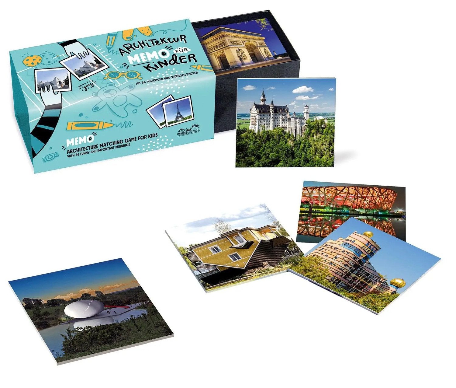 Spiel Architektur für Kinder. Memo I Architecture for kids. Matching game