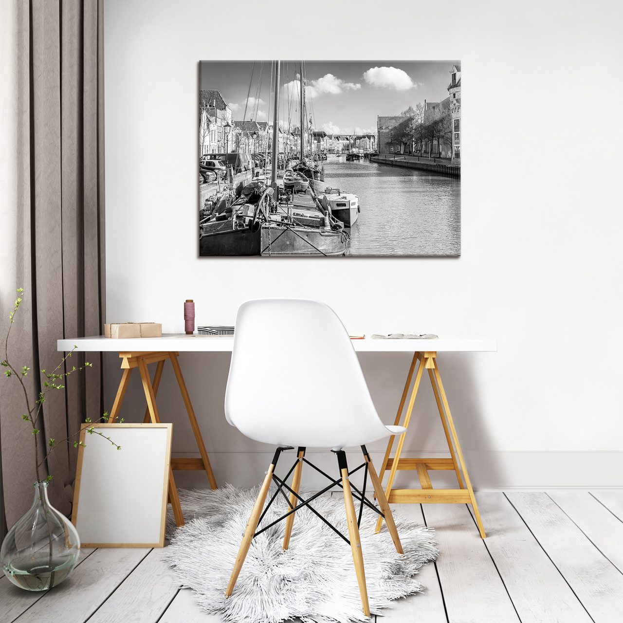 Wallarena Leinwandbild Stadt Grau Schwarz und weiß Wandbild XXL Leinwandbil günstig online kaufen