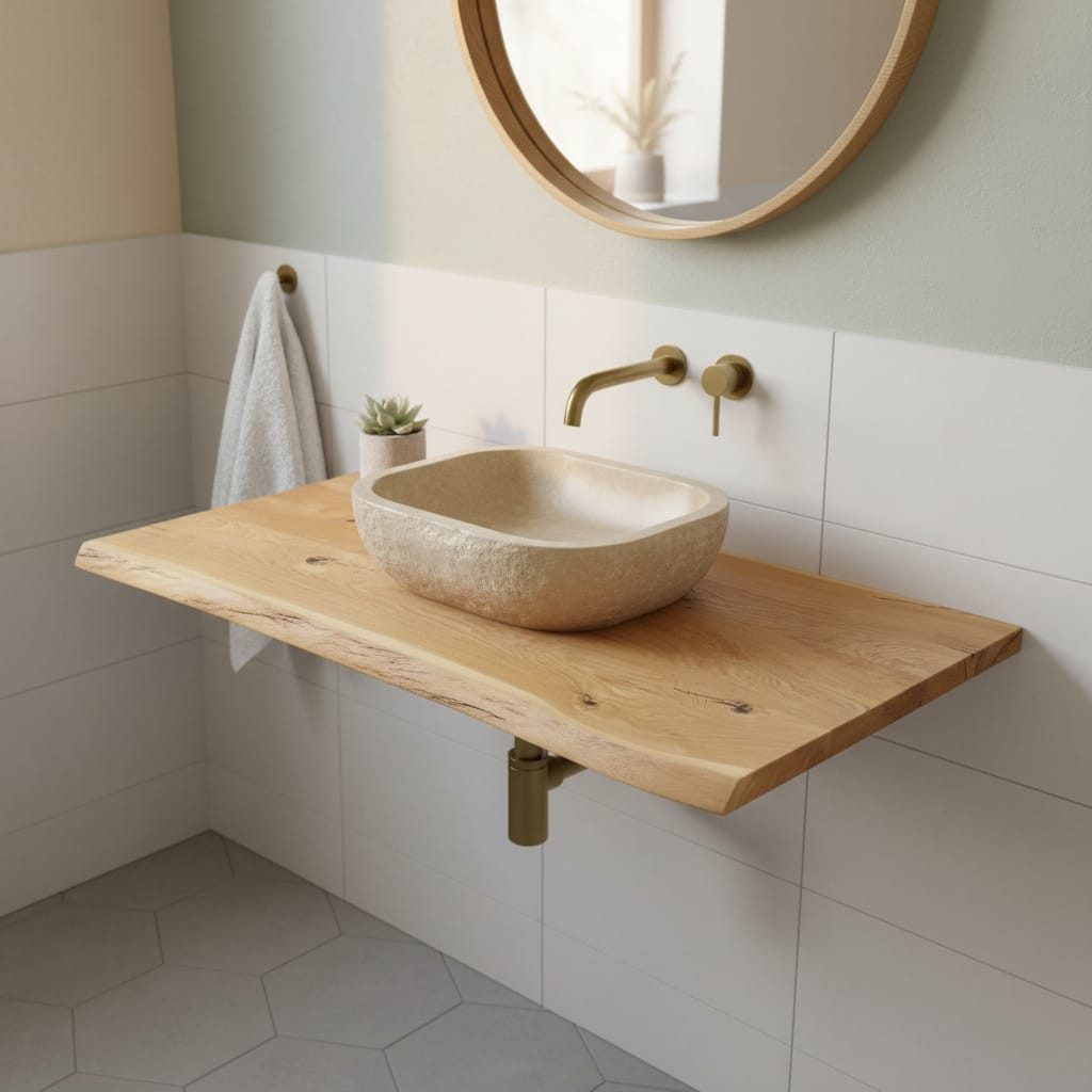 KEINerlei® Waschtischplatte Hellbraun NaTur, 4cm Starke günstig online kaufen