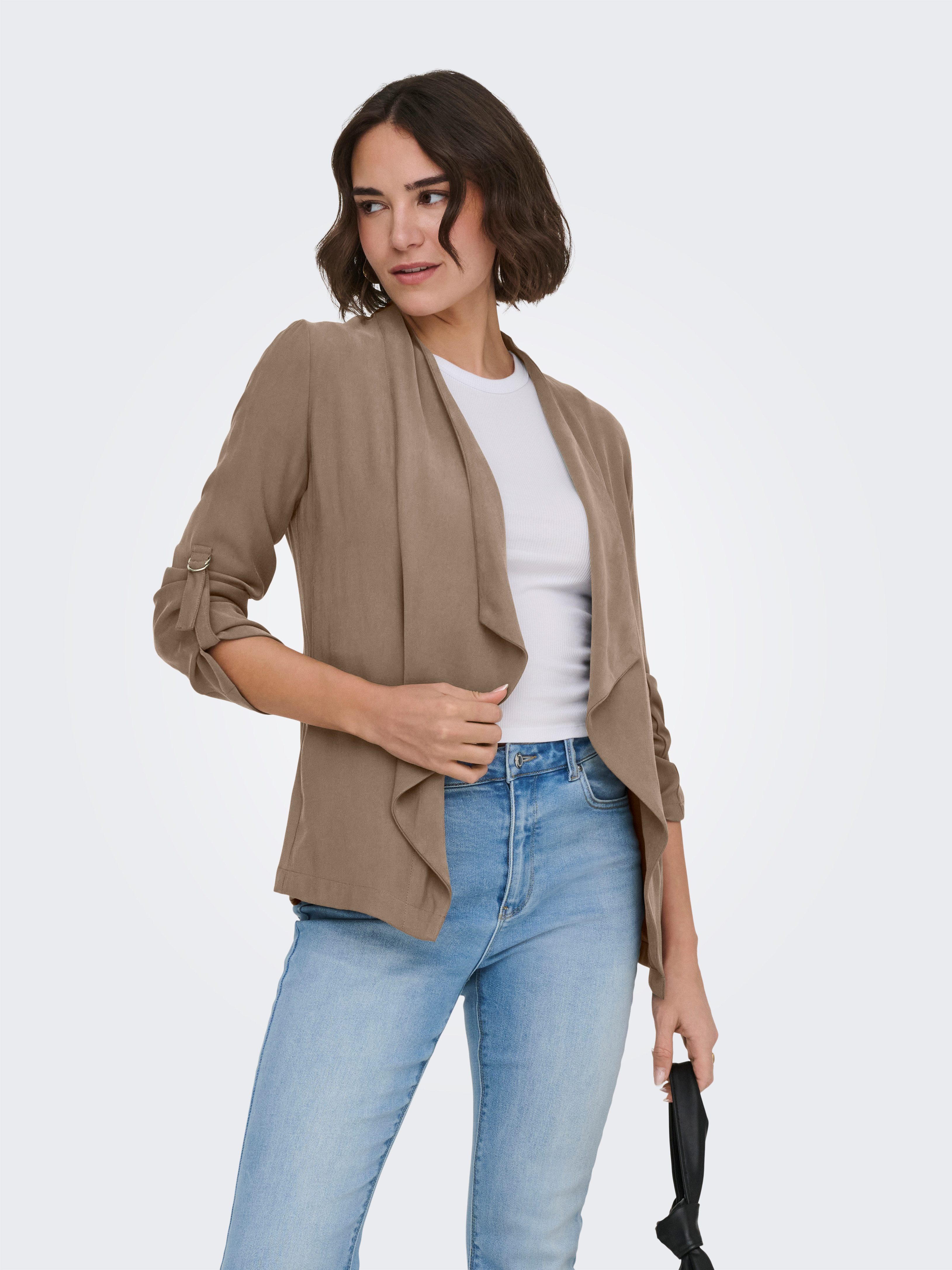 ONLY Blusenjacke ONLLALIA 3/4 OPEN JACKET PNT Viskosemischung