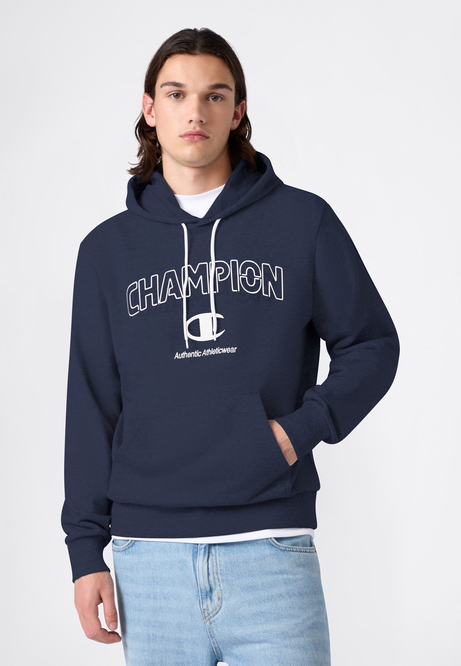 Champion Kapuzensweatshirt Graphic Terry Hoodie sportlicher Stil, für Erwachsene, Rundhalsausschnitt