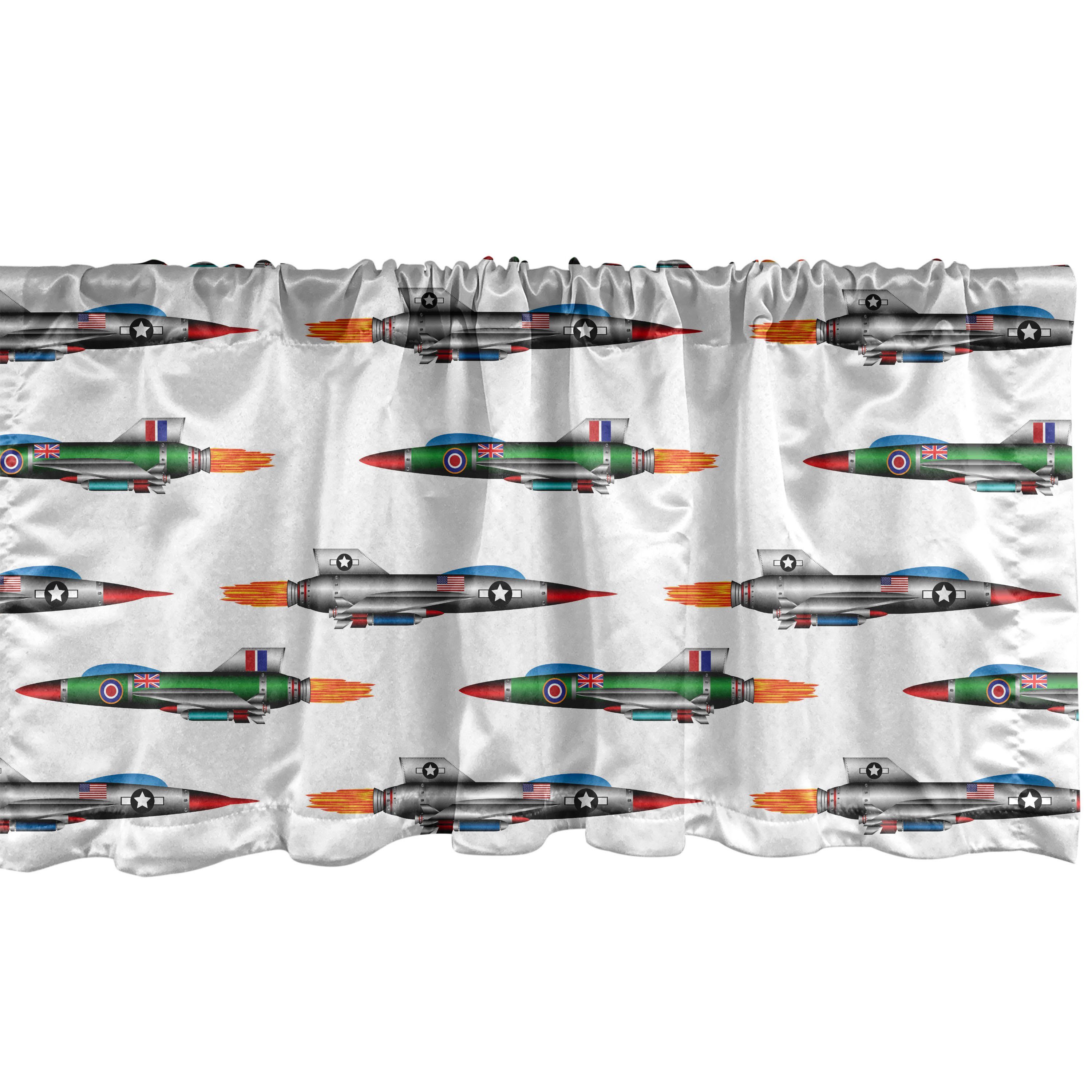Scheibengardine Vorhang Volant für Küche Schlafzimmer Dekor mit Stangentasche, Abakuhaus, Microfaser, Bunt Jet Aviation Design