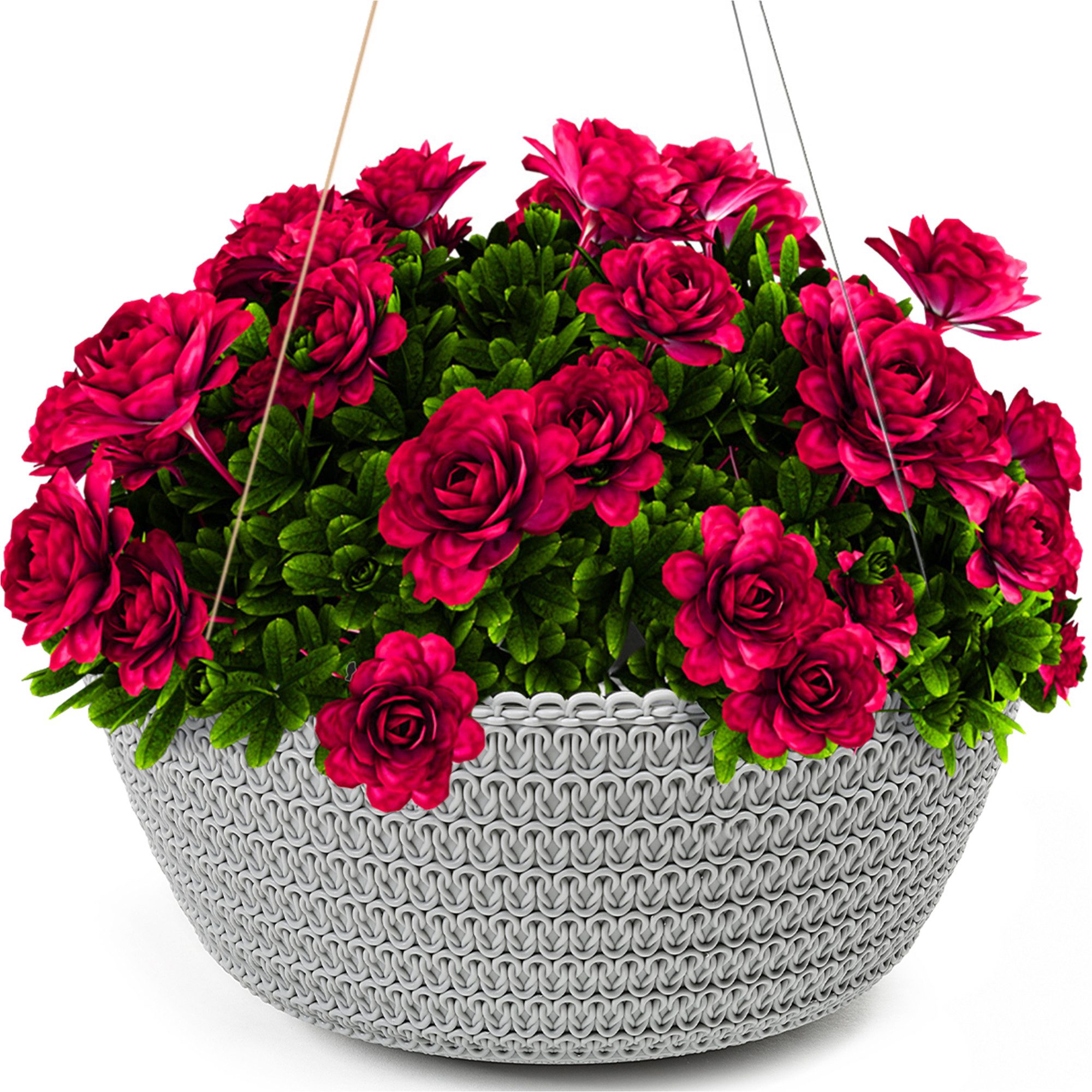 KONZEPT Blumenampel Hängend für Innen und Außen (Durchmesser: 30 cm Grau, Anthrazit, Weiß, Hängetopf für Pflanzen), geflochtenes Muster, robust, Pflanzenampel