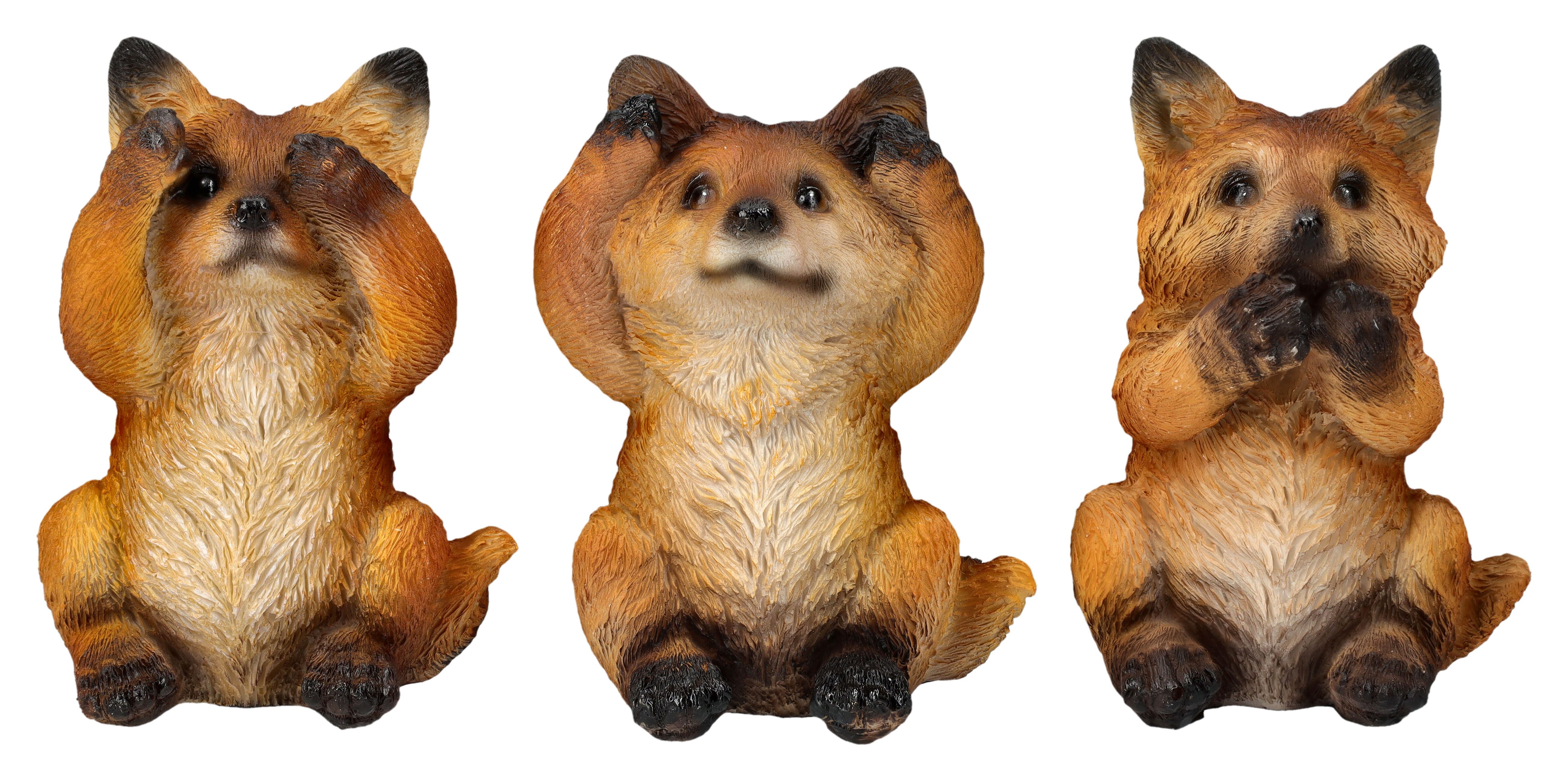 Figuren Shop GmbH Tierfigur Fuchs Figuren 3er Set - Nichts Böses - Tierfigur Füchse Dekofigur Deko