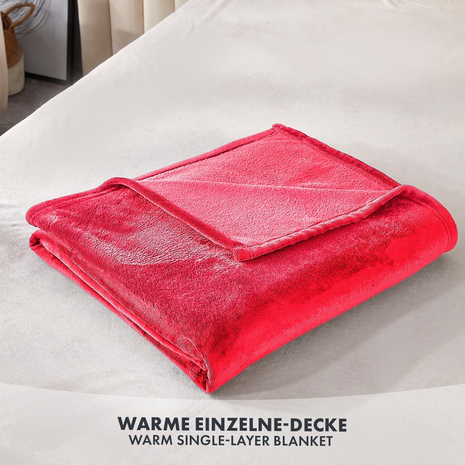 Wohndecke Charme, aus Flanell, flauschigem Größen Farben, Kubus verschiedene Rot und