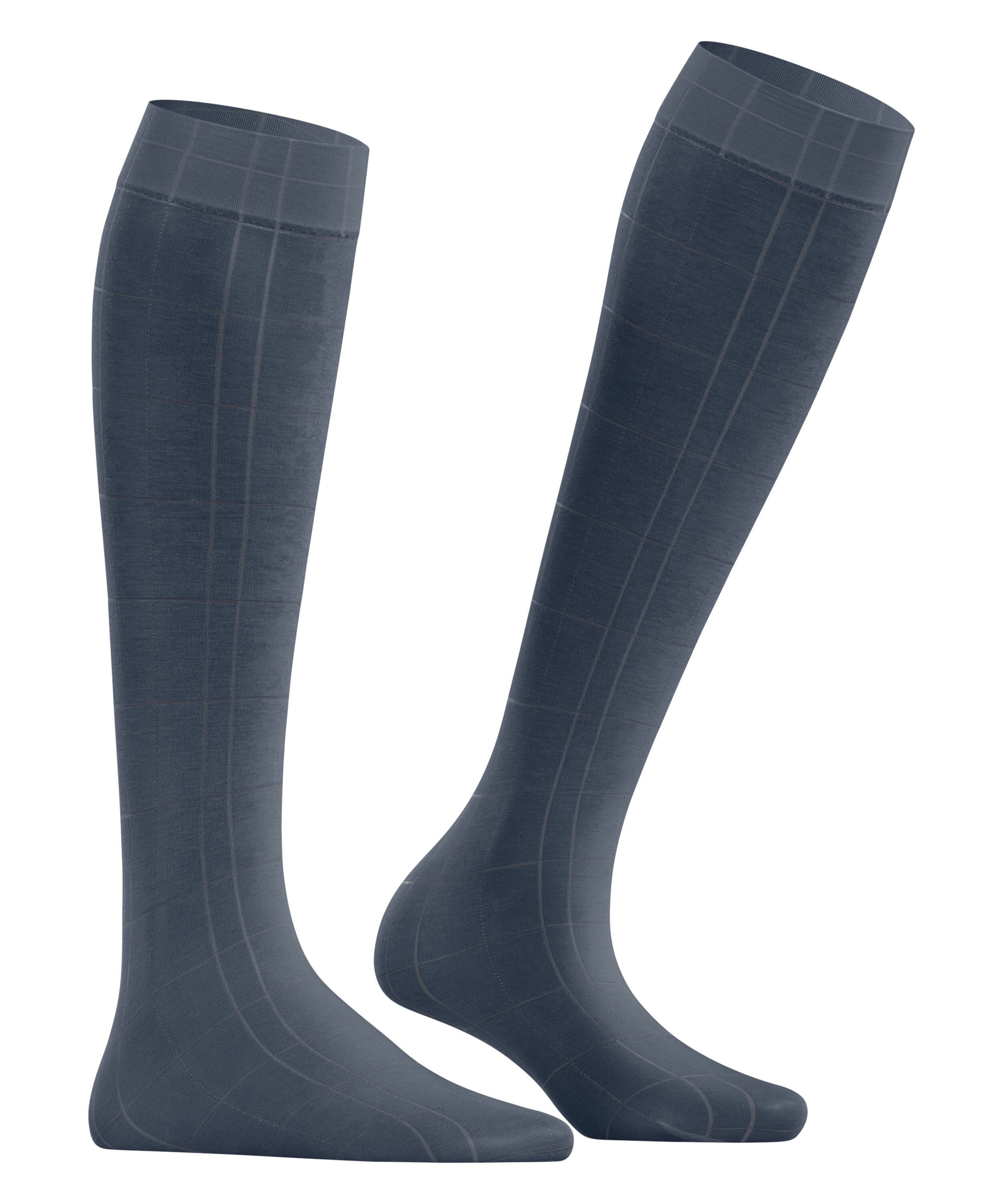 FALKE Feinkniestrümpfe Solid Lounge Kniestrümpfe mit Karo Muster (1-Paar) mit Karo Muster
