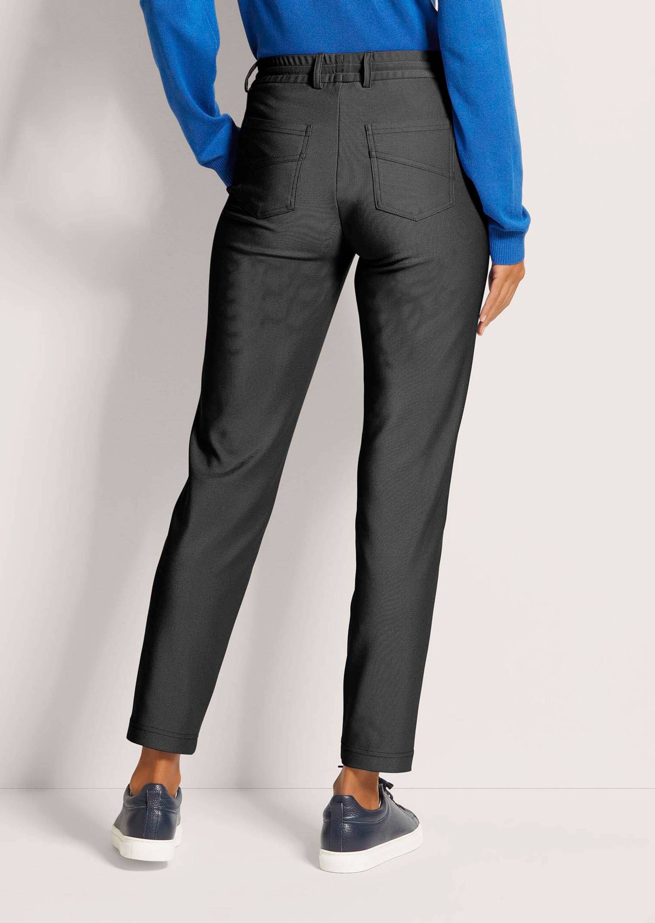 MADELEINE Stoffhose Stretchhose mit Tunnelzug Gerade, knöchellange Hose mit Gürtelschlaufen