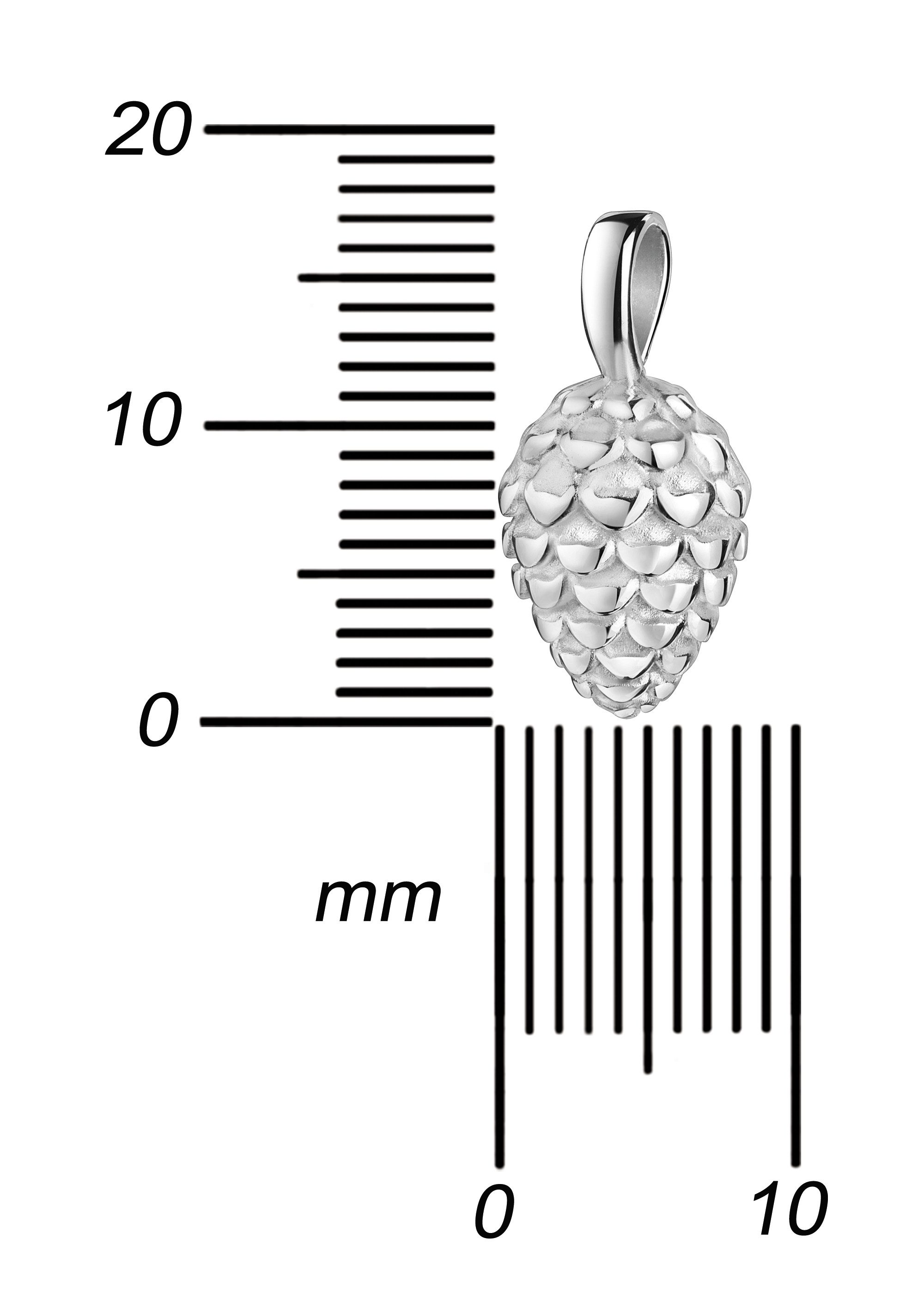 JEVELION Kette mit Anhänger Silber Anhänger 925 Silber Tannenzapfen Glücksbringer Made in Germany (Silberanhänger, für Damen und Mädchen), Mit Silberkette 925 - Länge wählbar 36 - 70 cm oder ohne Kette.
