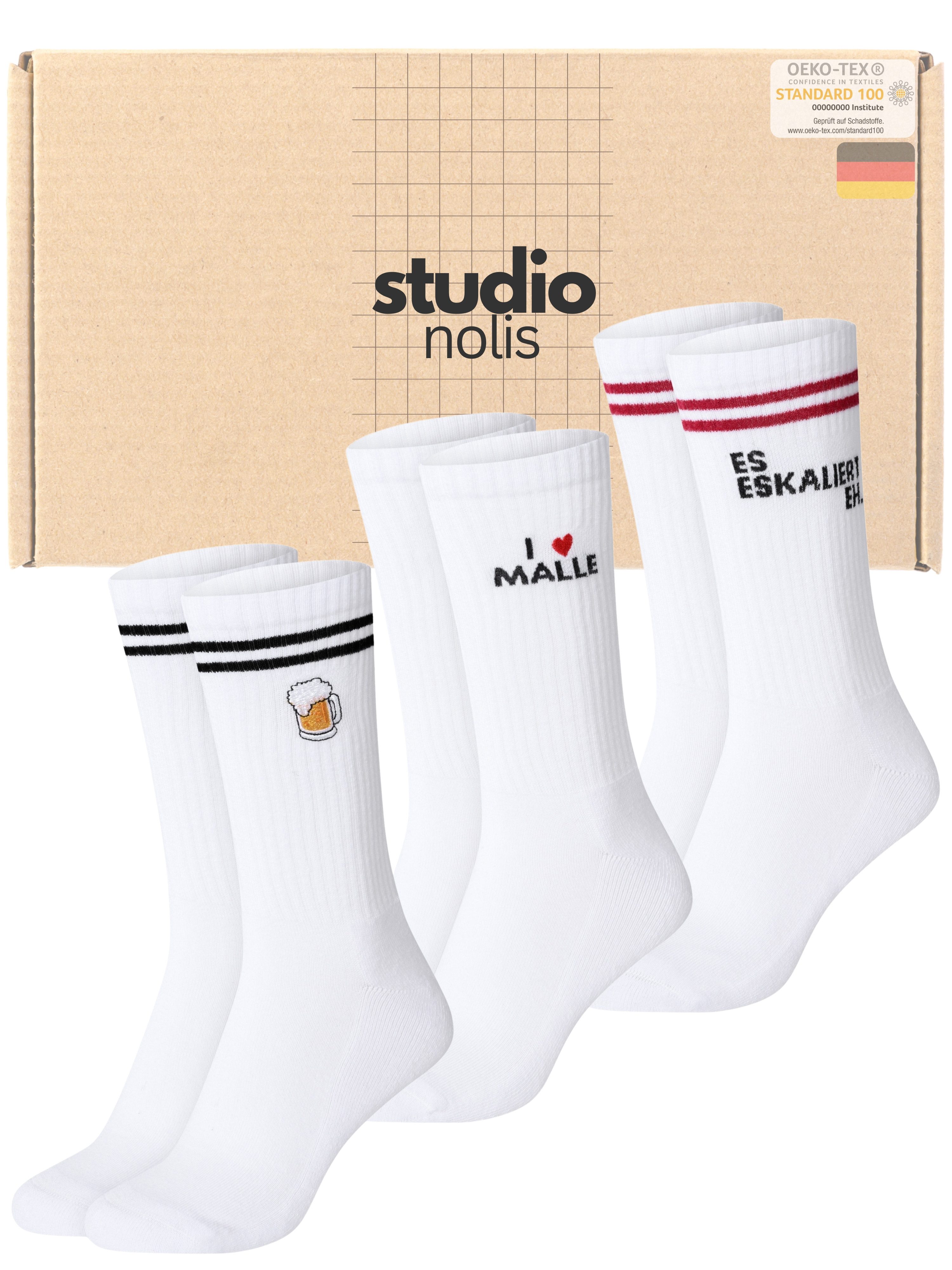 Studio Nolis Tennissocken Malle - Socken Mallorca Party - Damen & Herren (Set, 3-Paar) Baumwolle