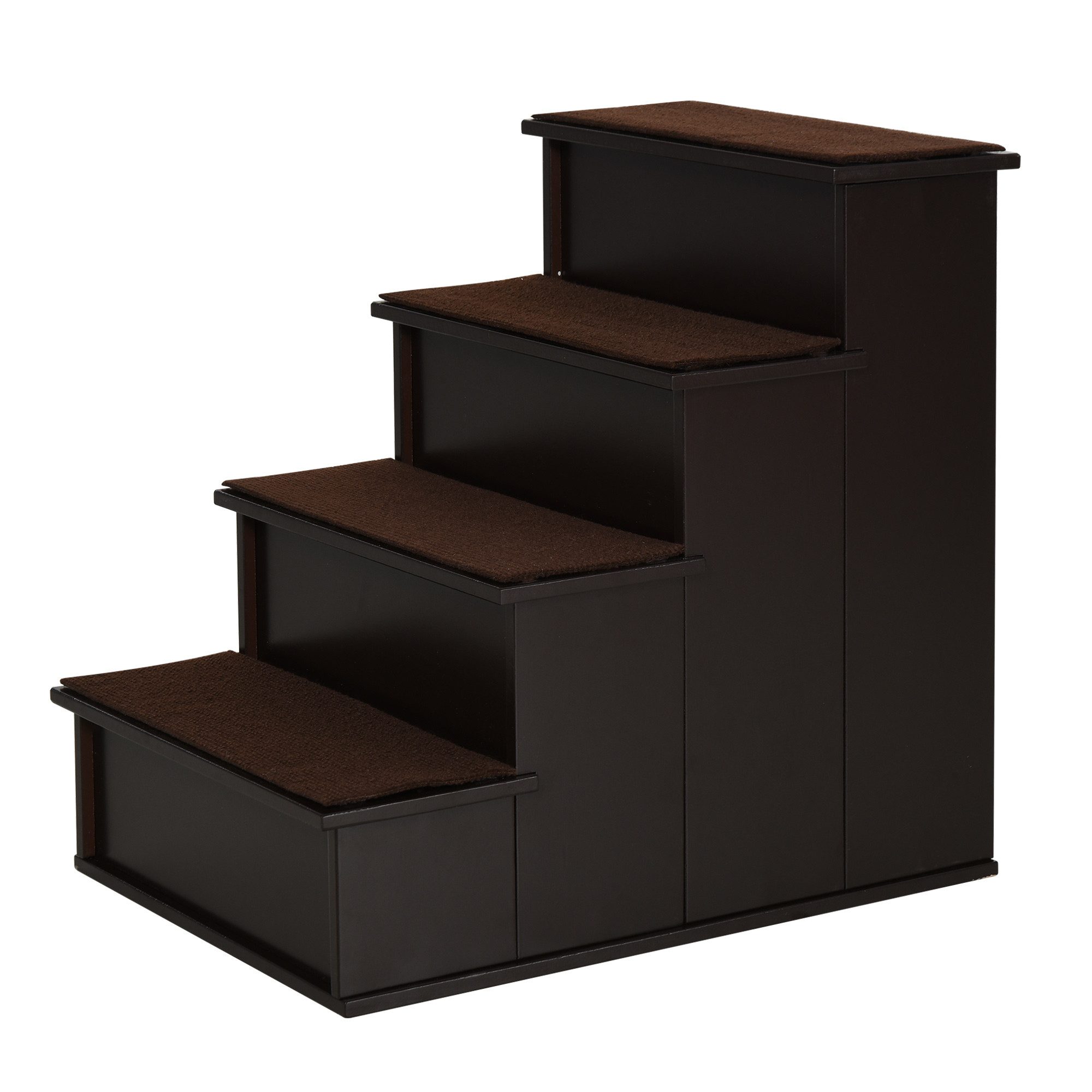 MC Star Haustiertreppe Hundetreppe/Katzentreppe mit Teppich, Einstiegshilfe, MDF (Dunkelbraun, 40x59x54,2cm)