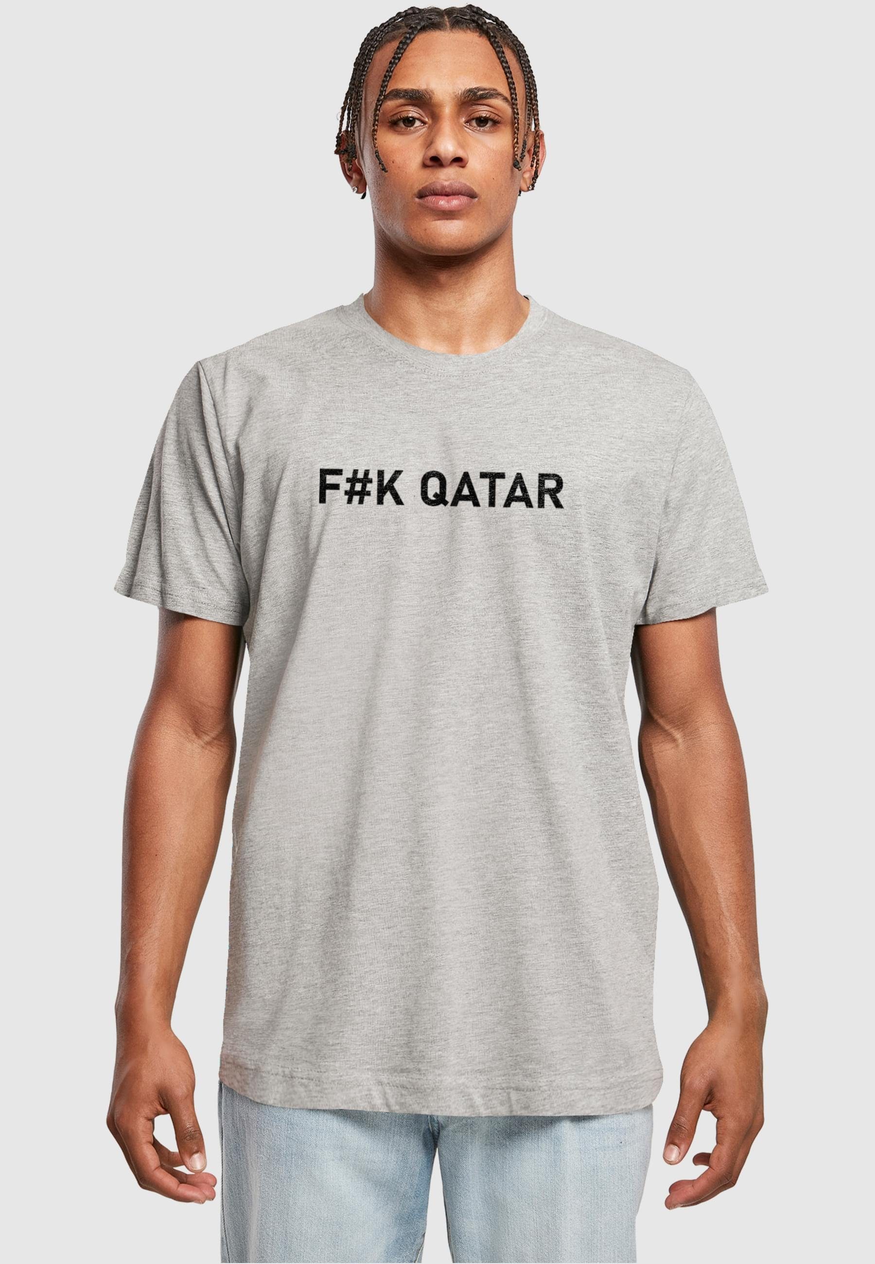 Qatar Neck (1-tlg) Herren Round F#K T-Shirt T-Shirt Merchcode heathergrey