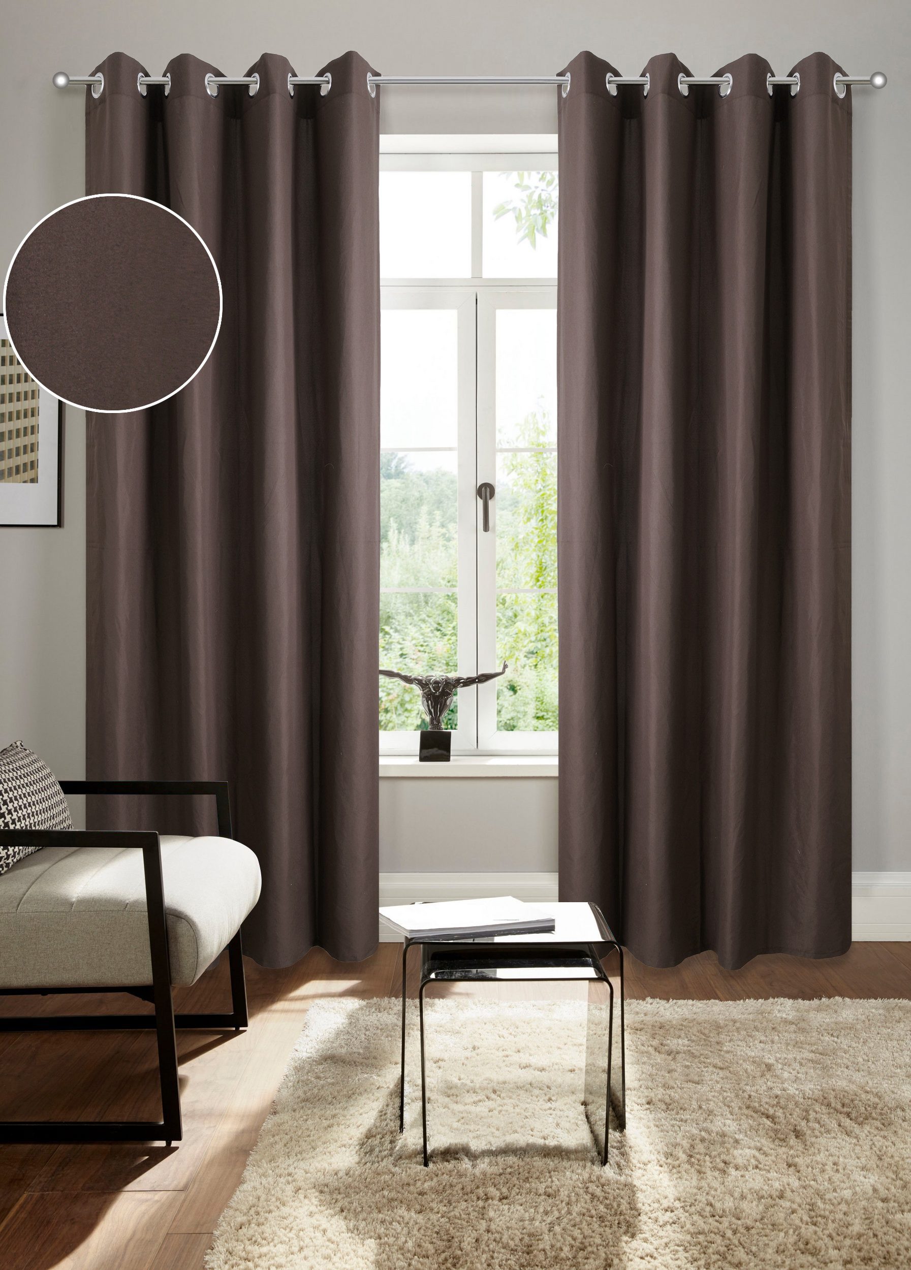 Bruno Banani Vorhang Lagan (2 St), Ösen, blickdicht, Polyester, 2-er Set, gewebt, Microfaser, versch. Größen, einfarbig, Bestseller
