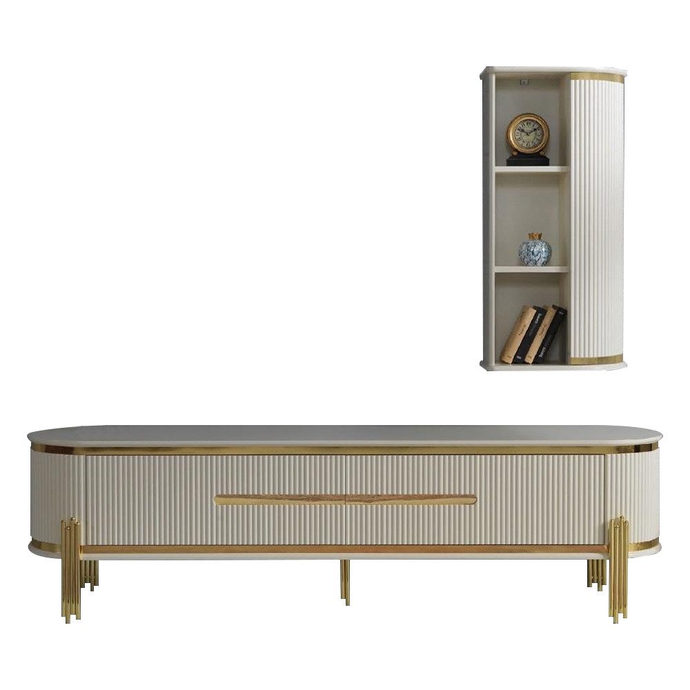 Xlmoebel Wohnwand Eleganter TV-Schrank aus hochwertigem Material mit viel Stauraum, (2-St., Lowboard mit Regal), Hergestellt in Europa
