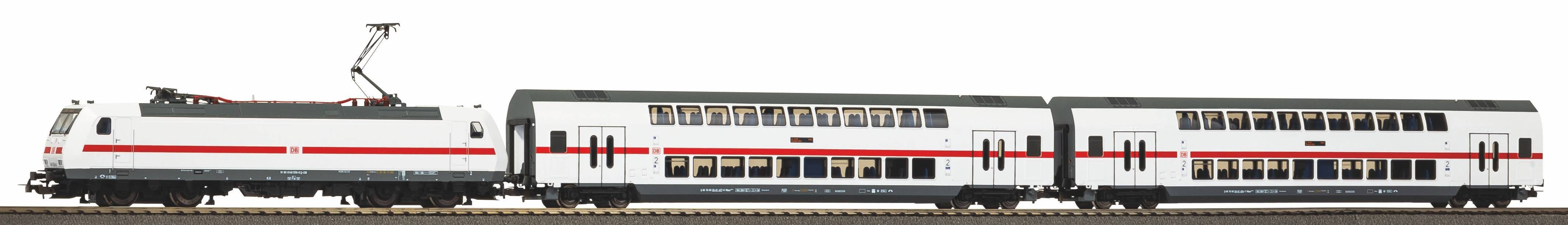 PIKO Modelleisenbahn Startpaket Piko H0 57134 Starter-Set Elektro E-Lok BR 146 IC-Doppelstockwagen...