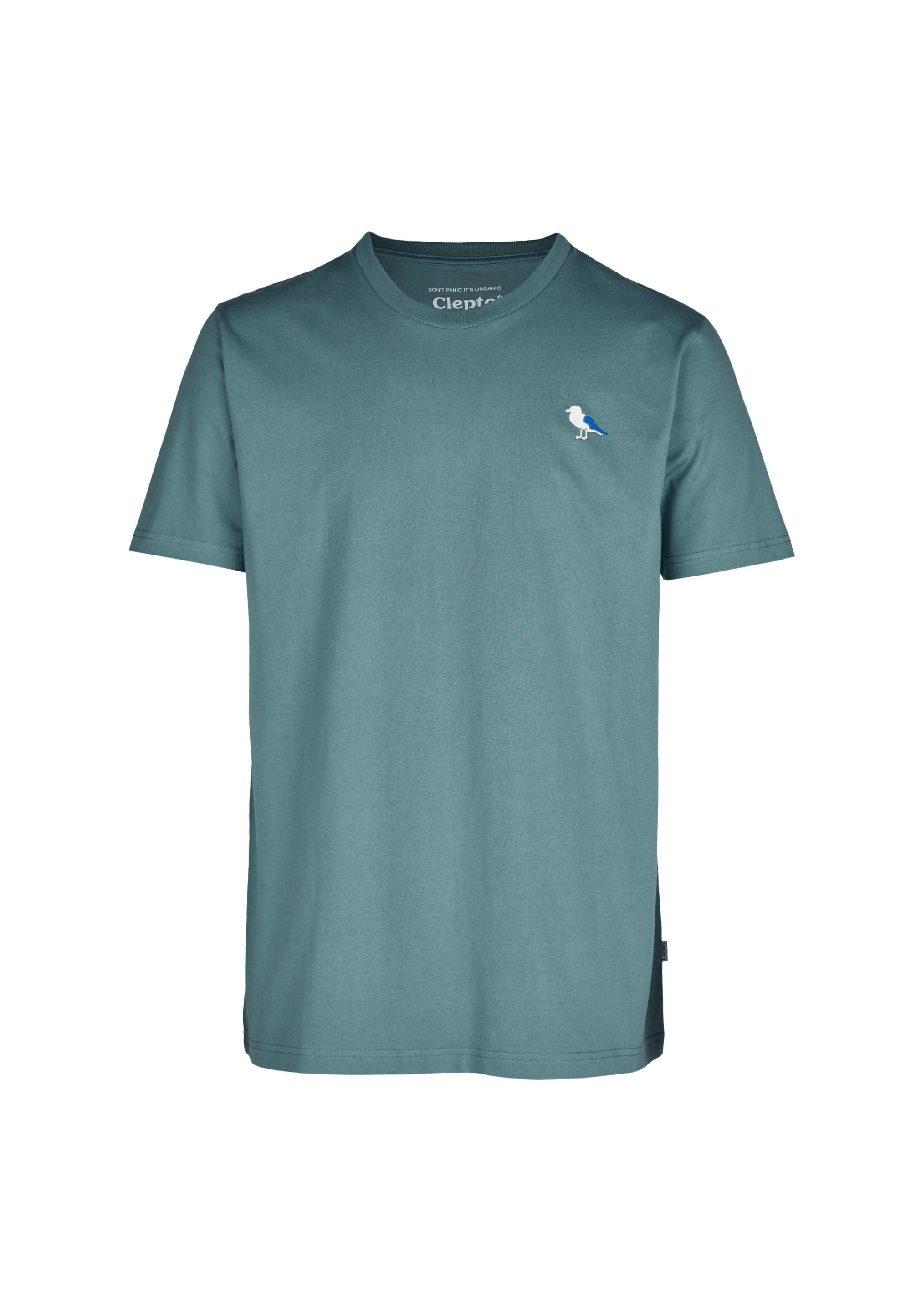 hellblau Cleptomanicx Gull (1-tlg) mit Embro Gull-Stickerei T-Shirt