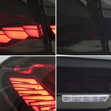 LLCTOOLS Rückleuchte Hell leuchtende LED Rückleuchte mit E-Prüfzeichen passend für BMW, 4er F32 Coupe, F33 Cabrio, F36 Gran Coupe, F82 M4 (2013-2021), Rücklicht, Bremslicht, Nebelschlussleuchte, Blinklicht und Rückfahrlicht, Voll LED, Dynamischer Blinker, mit Lichtanimation beim Entriegeln des Fahrzeugs