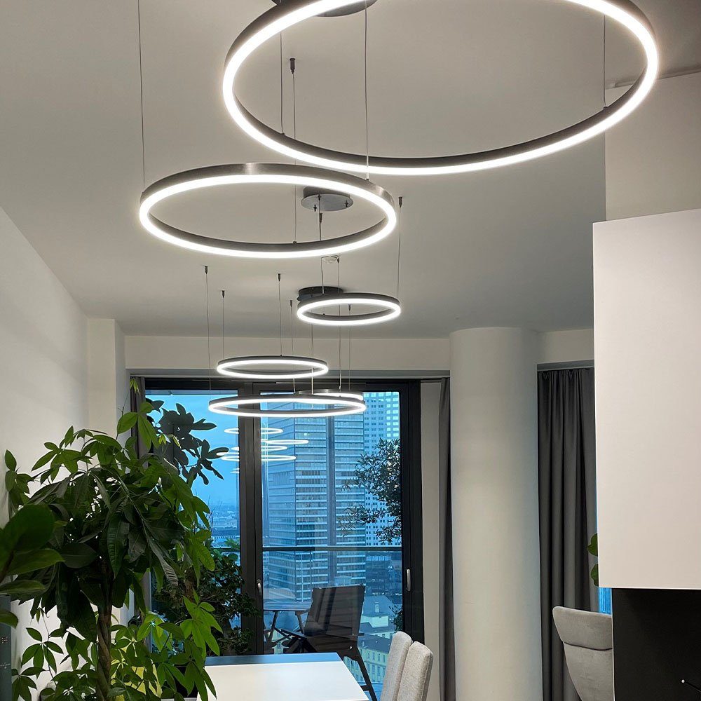 s.luce Pendelleuchte LED Pendellampe 80 Ring Warmweiß Chrom, Dimmbar