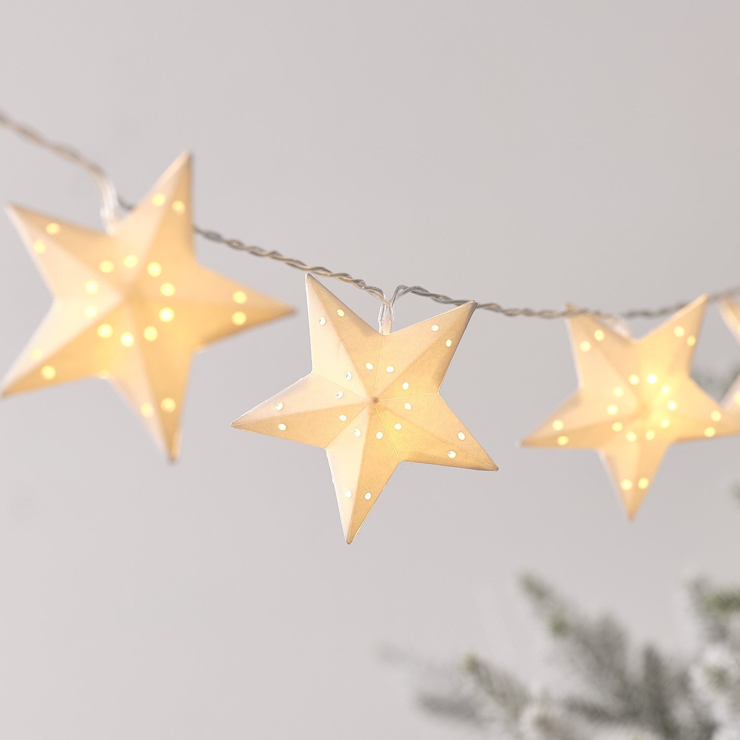 Lights4fun LED-Lichterkette 10er LED Lichterkette Papiersterne