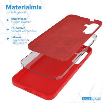 EAZY CASE Handyhülle Premium Silikon Case für Samsung Galaxy S24 Plus 6,7 Zoll, Smart Slimcover mit Displayschutz Handy Softcase Silikonhülle Etui Rot