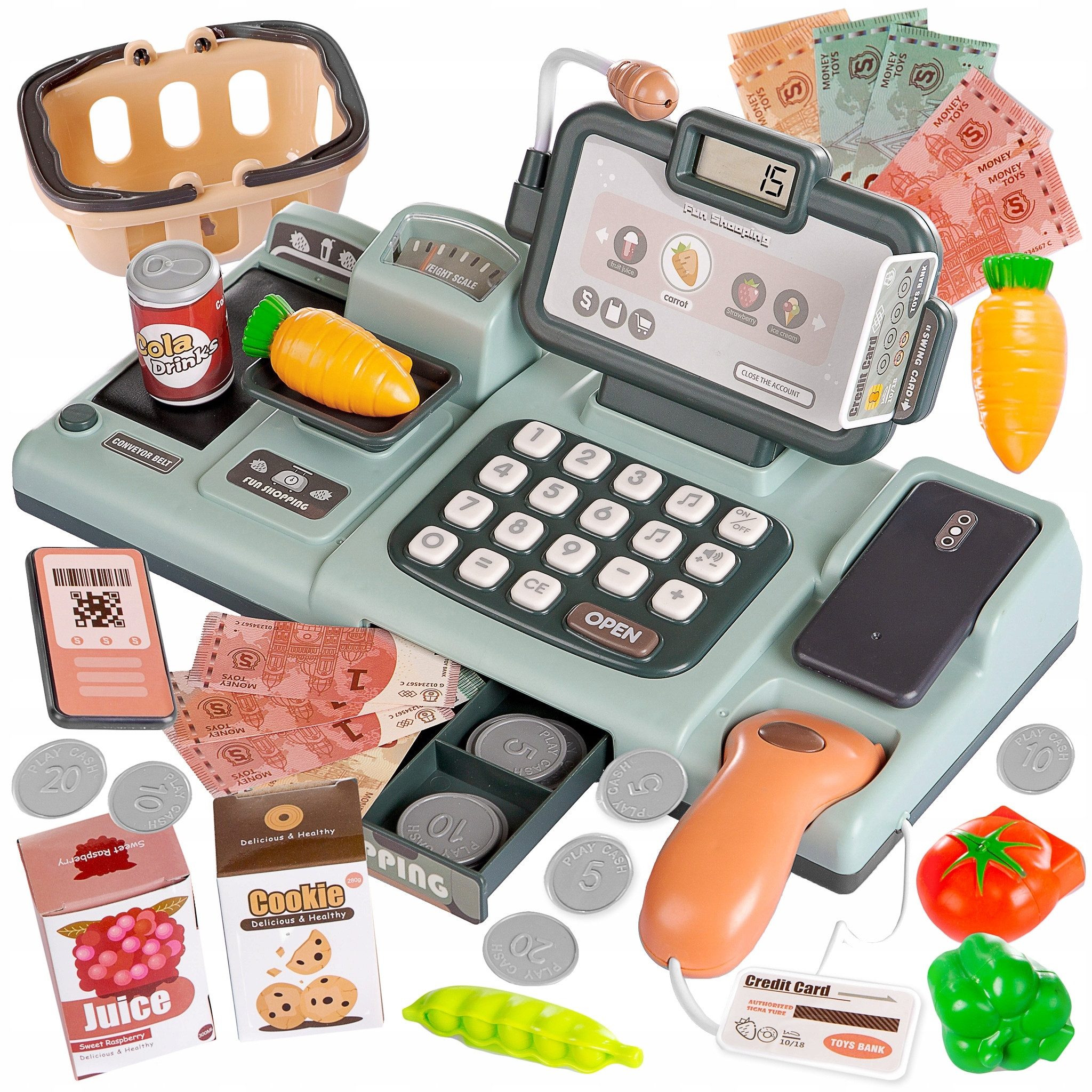 kinderplay Spielkasse Kinder Spielkasse mit Zubehör – Lernspielzeug mit Sound – ab 3 Jahren