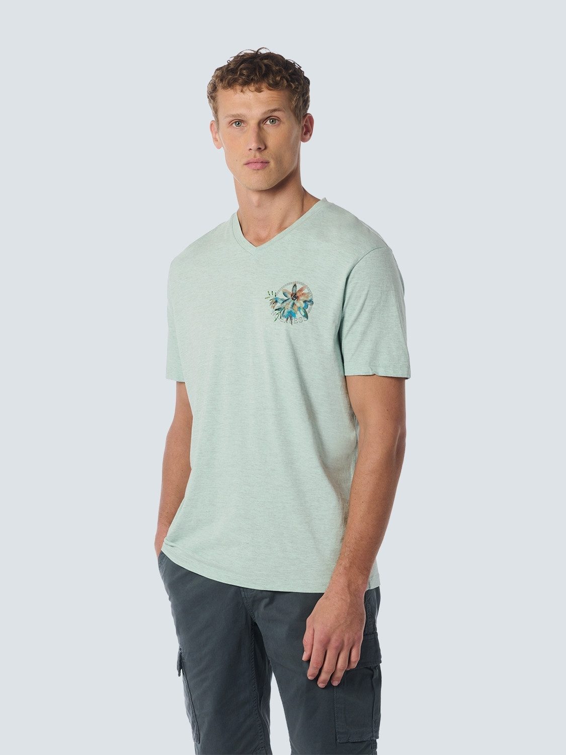 NO EXCESS T-Shirt T-Shirt V-Neck Melange Garment Dyed