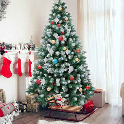 OZAVO Künstlicher Weihnachtsbaum »201«, Tannenbaum, Christbaum, Kunstbaum Weihnachten 180/210cm, mit roten Beeren und Kiefernzapfen Metallständer