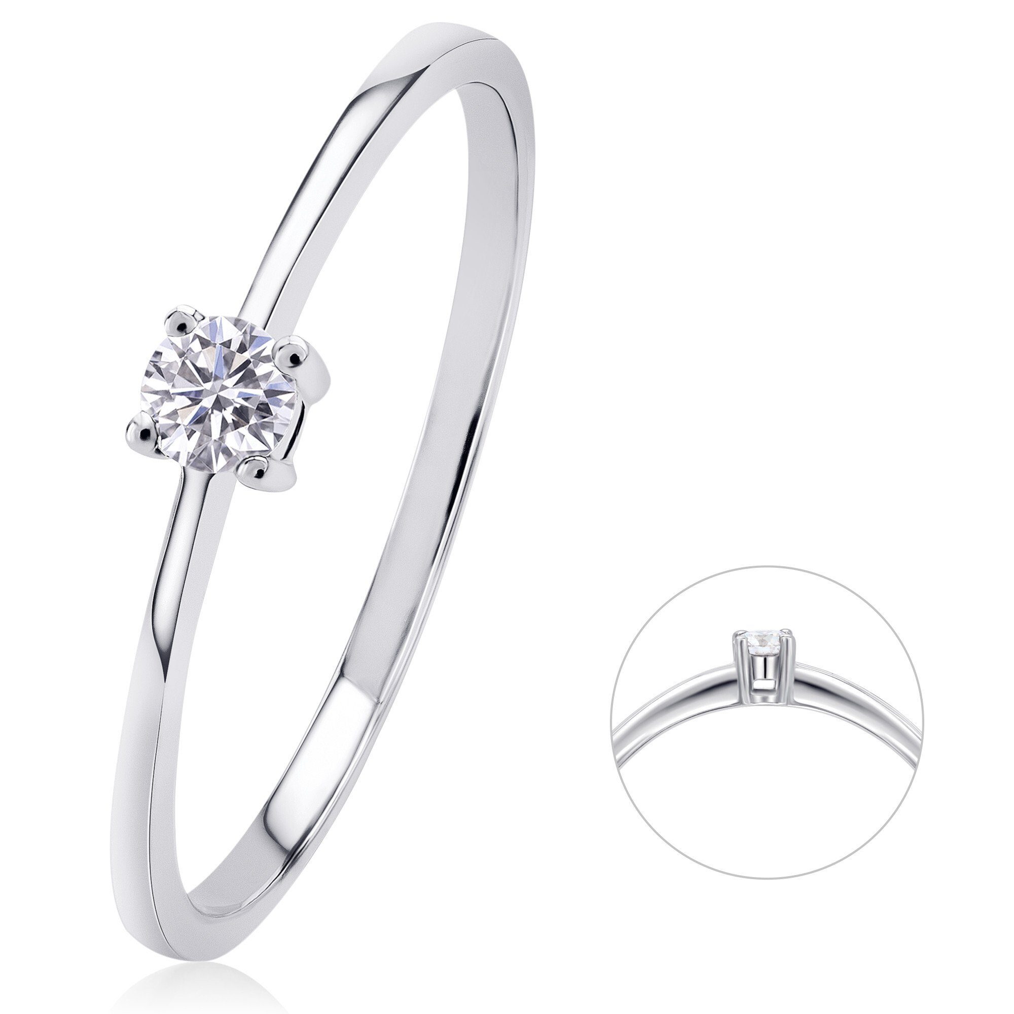 Diamantring 0,07 ct Diamant Brillant Ring aus 585 Weißgold