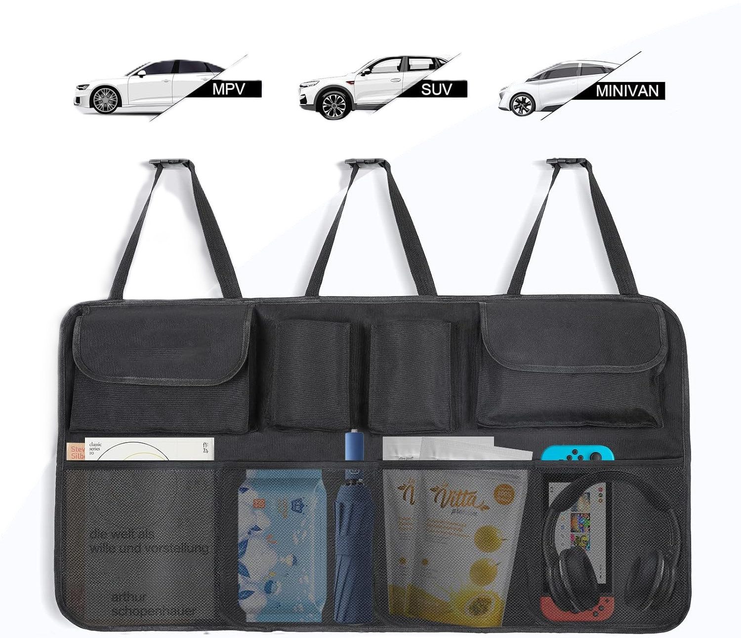 Rücksitzorganizer Auto Kofferraum Organizer SUV faltbar wasserdicht 8 Taschen