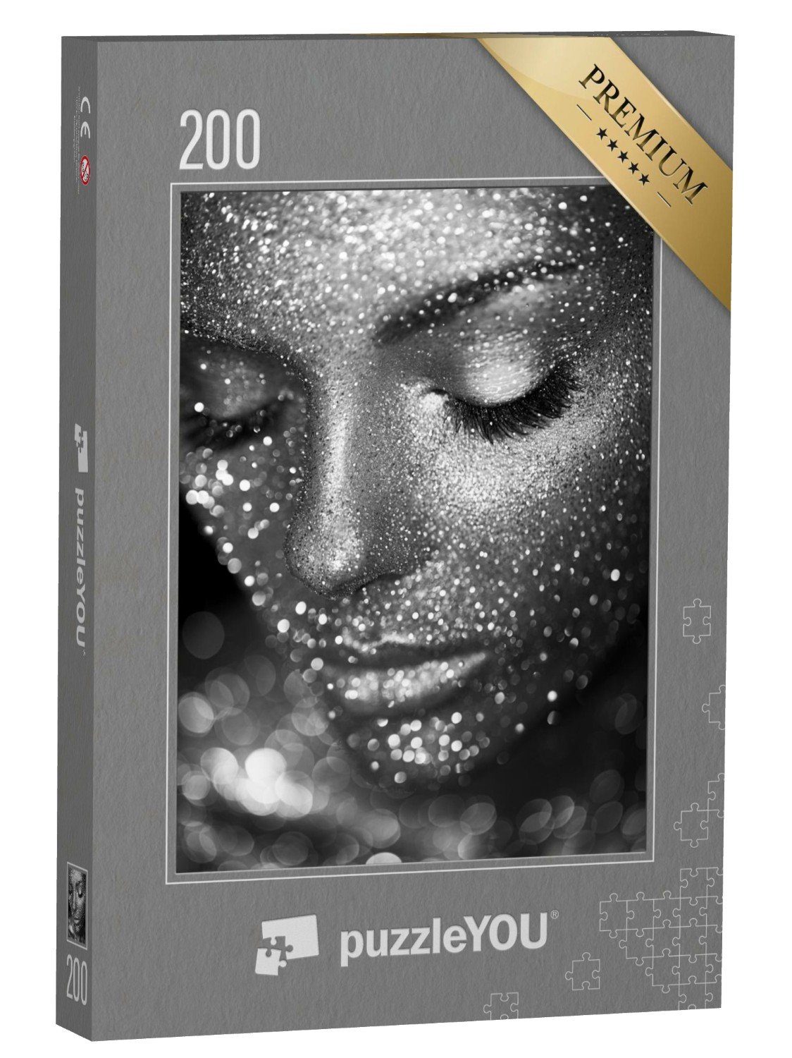 puzzleYOU Puzzle Design Glitter Make-up, schwarz-weiß, 200 Puzzleteile, puzzleYOU-Kollektionen Fotokunst
