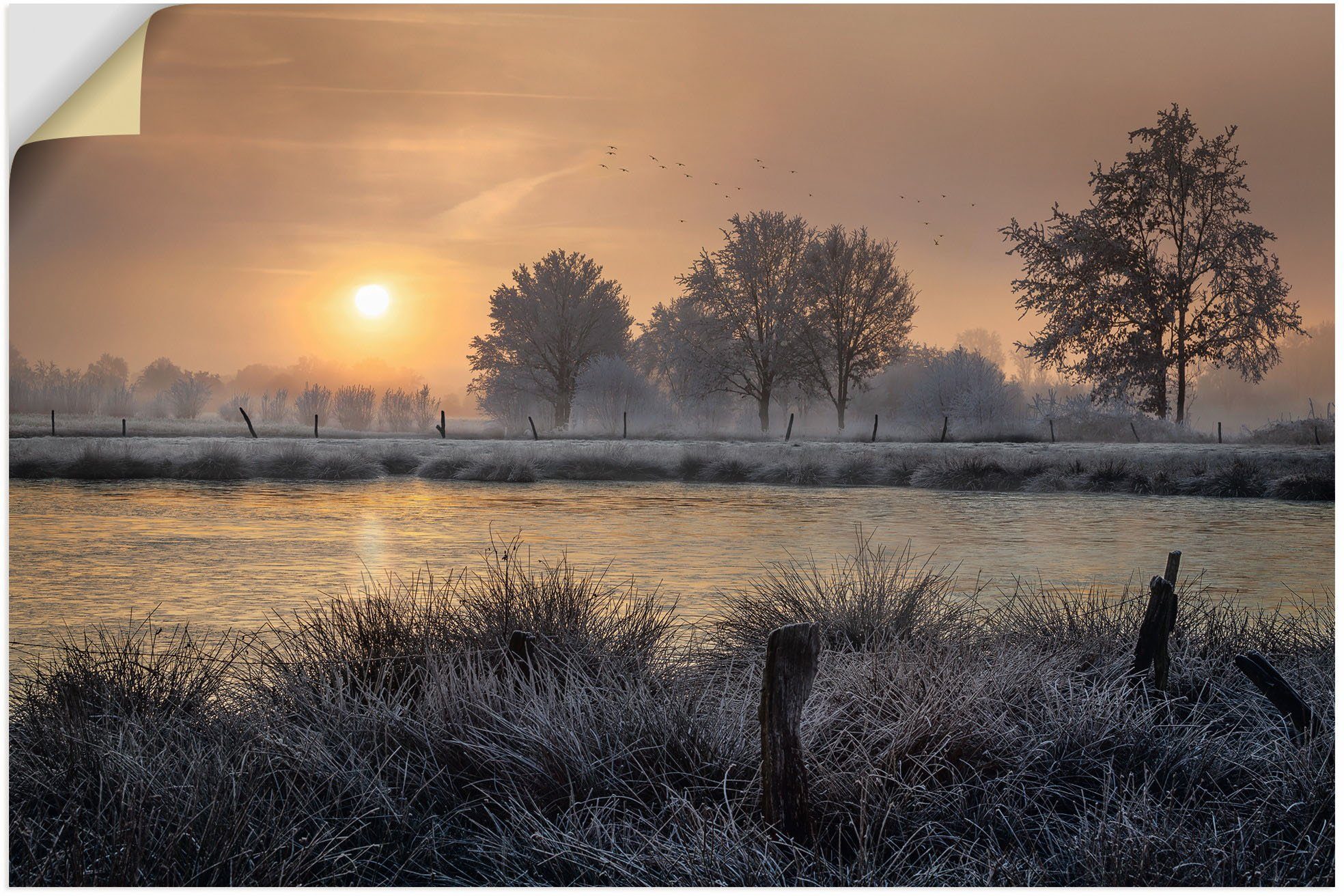 Artland St) Wandbild Sonnenuntergang beginnt, Wintertag vom (1 Bilder -aufgang Ein &