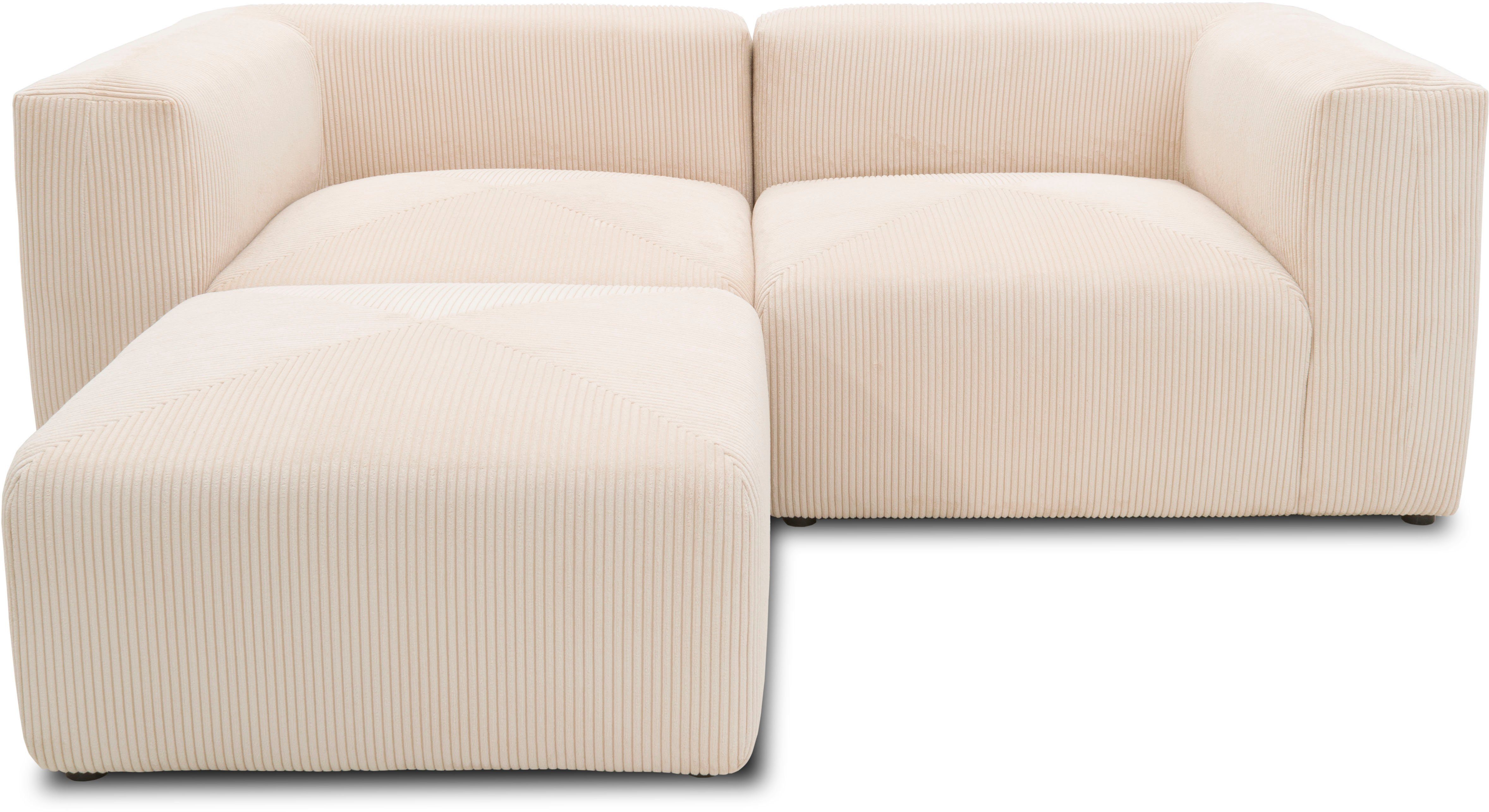 Home affaire Ecksofa Gerrid L-Form, Cord, Modulsofa, bestehend aus 2 Eckelementen + 1 Hocker