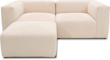 RAUM.ID Ecksofa Gerrid L-Form, Cord, Modulsofa, bestehend aus 2 Eckelementen + 1 Hocker