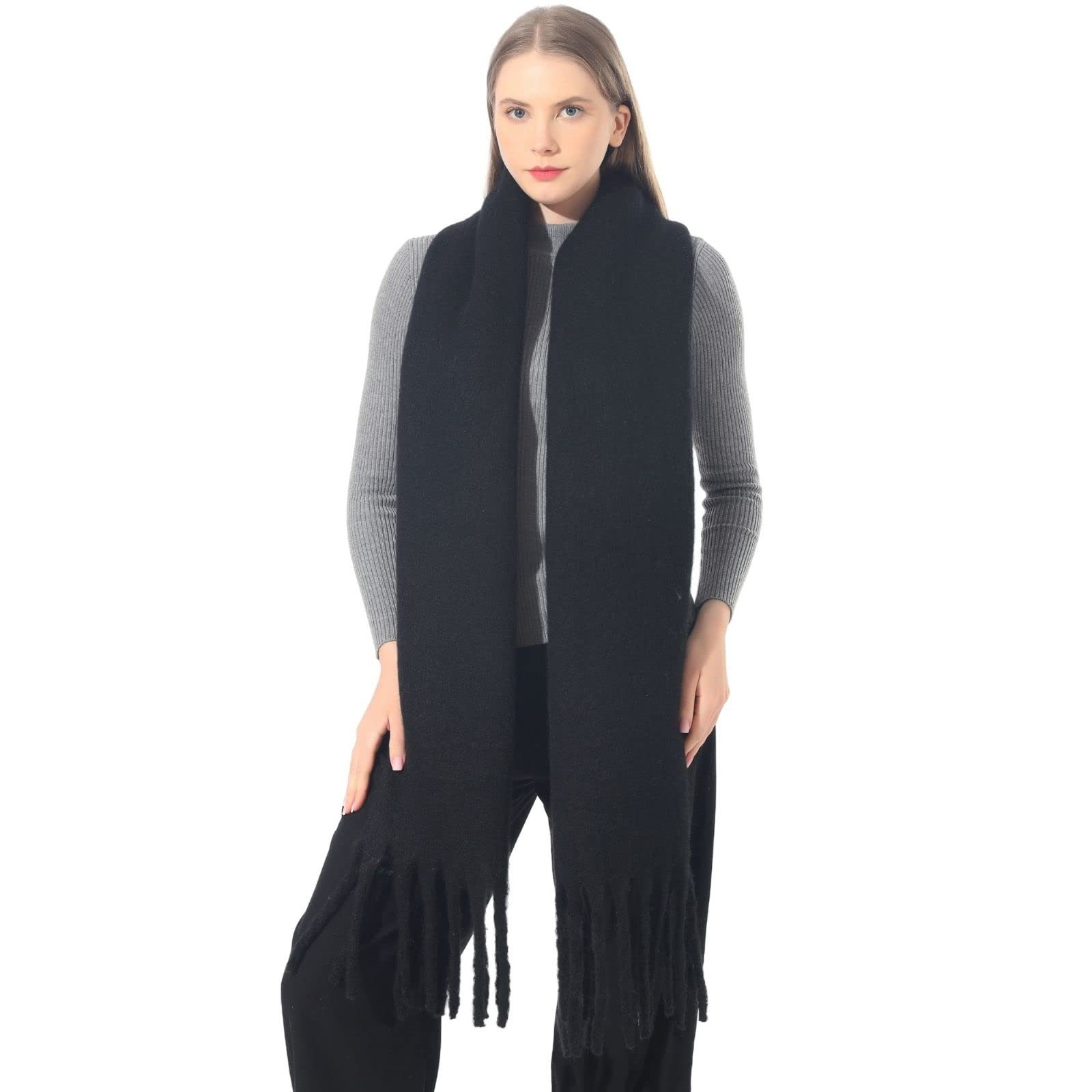 Coonoor Modeschal Damen Warm Herbst Winter unifarben mit quasten, Einfarbig Schals, Tücher für abendkleid xl Stola Scarf Winterschal MEHRWEG