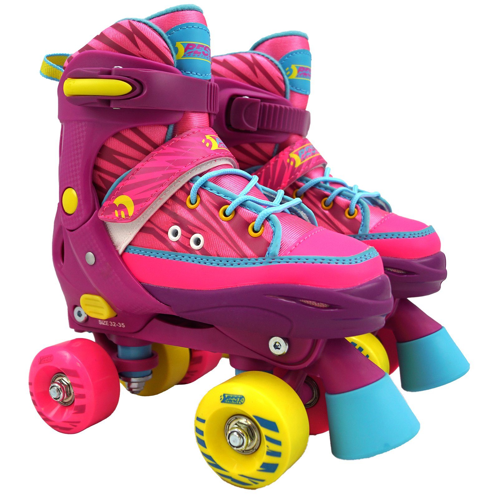 Schlittschuhe Rollschuhe für Kinder und Jugendliche, Größe verstellbar, pink