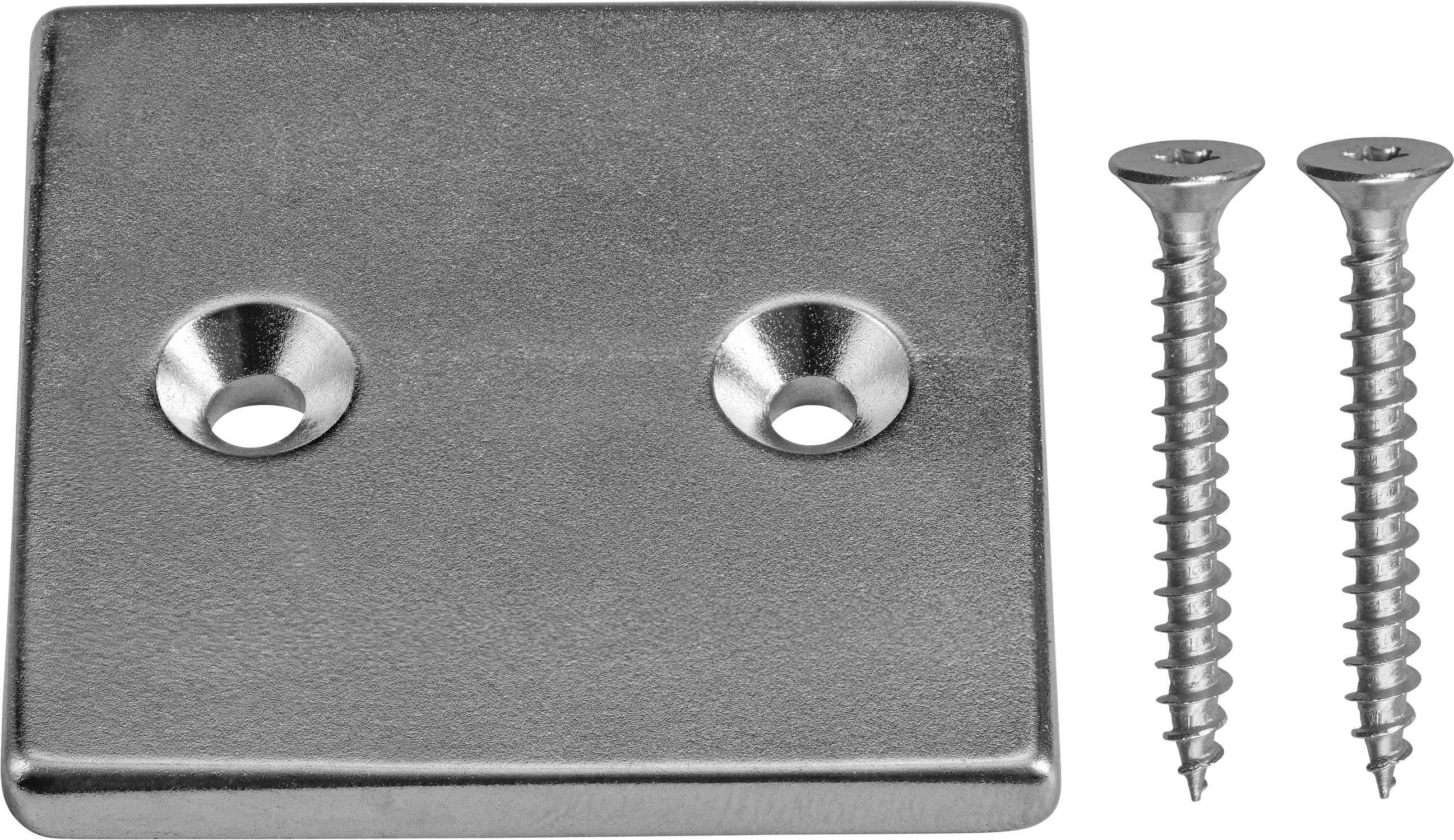 Conmetall Meister Magnet Quadermagnet Neodym 40 x 40 x 4 mm 16 kg mit Senkloch (1-St), mit 2 Befestigungsschrauben