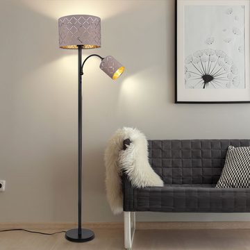 Globo Stehlampe, Leuchtmittel inklusive, Warmweiß, Stehlampe Wohnzimmerleuchte Textilschirm schwarz grau LED H 162 cm