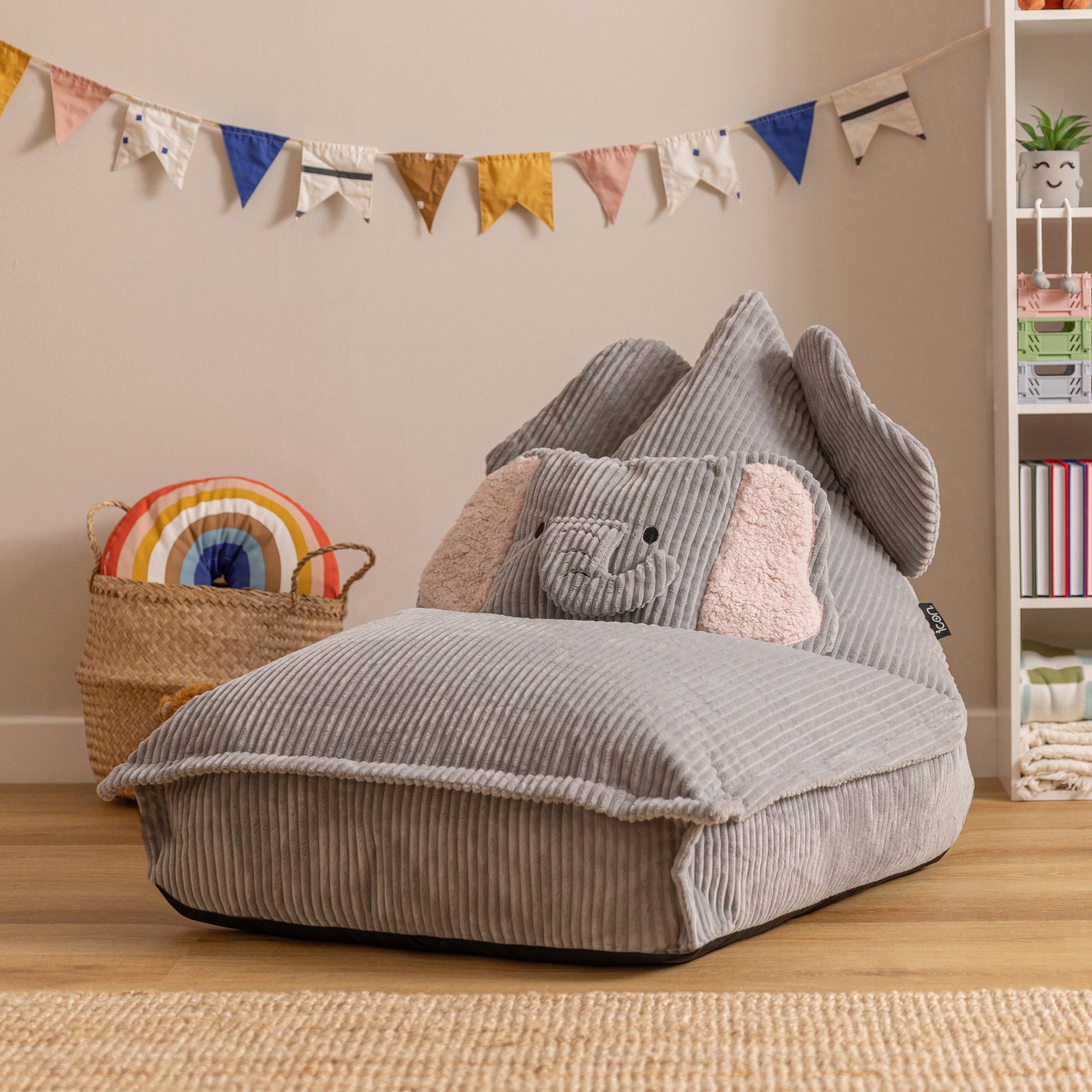 icon Sitzsack Kinder Animalfreunde mit Kissen aus Cord, 72x102x66cm, Made in Germany, für Kinderzimmer
