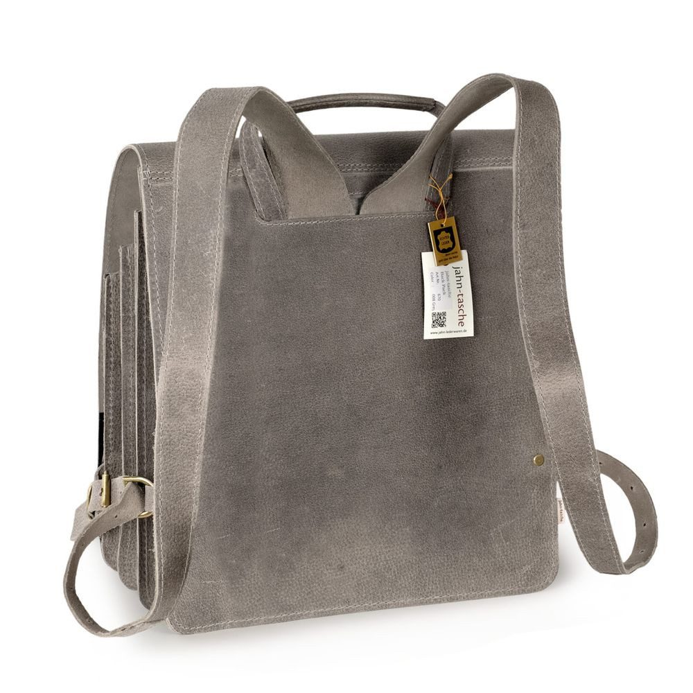 Jahn-Tasche Schulrucksack Lederrucksack Lehrer-Rucksack XL Büffelleder Grau, Jahn-Tasche 670-n
