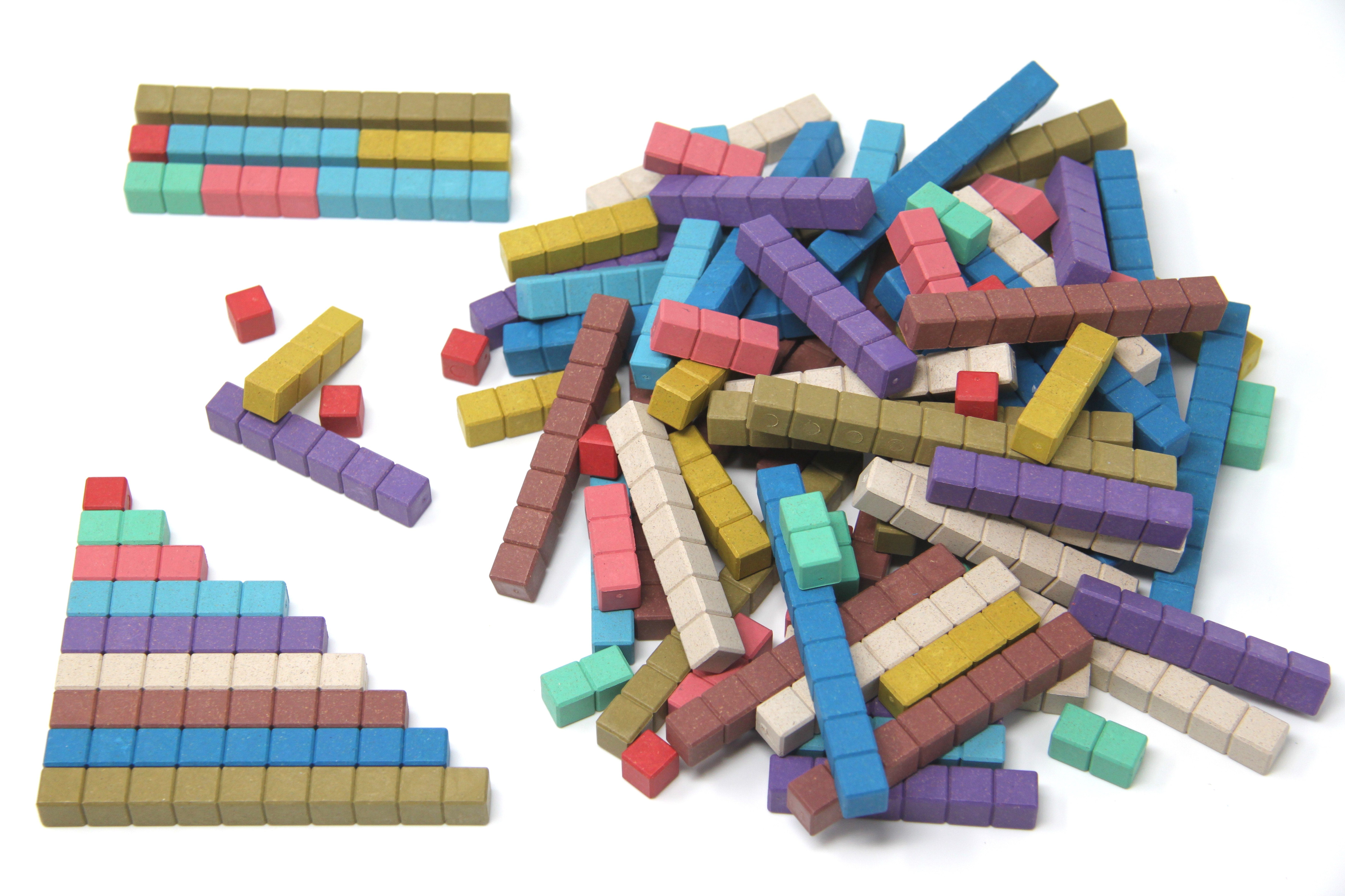 Wissner® aktiv lernen Lernspielzeug Rechenstäbe in 10 Montessori-Farben (100 Stück), RE-Wood® (100-St), RE-Wood®