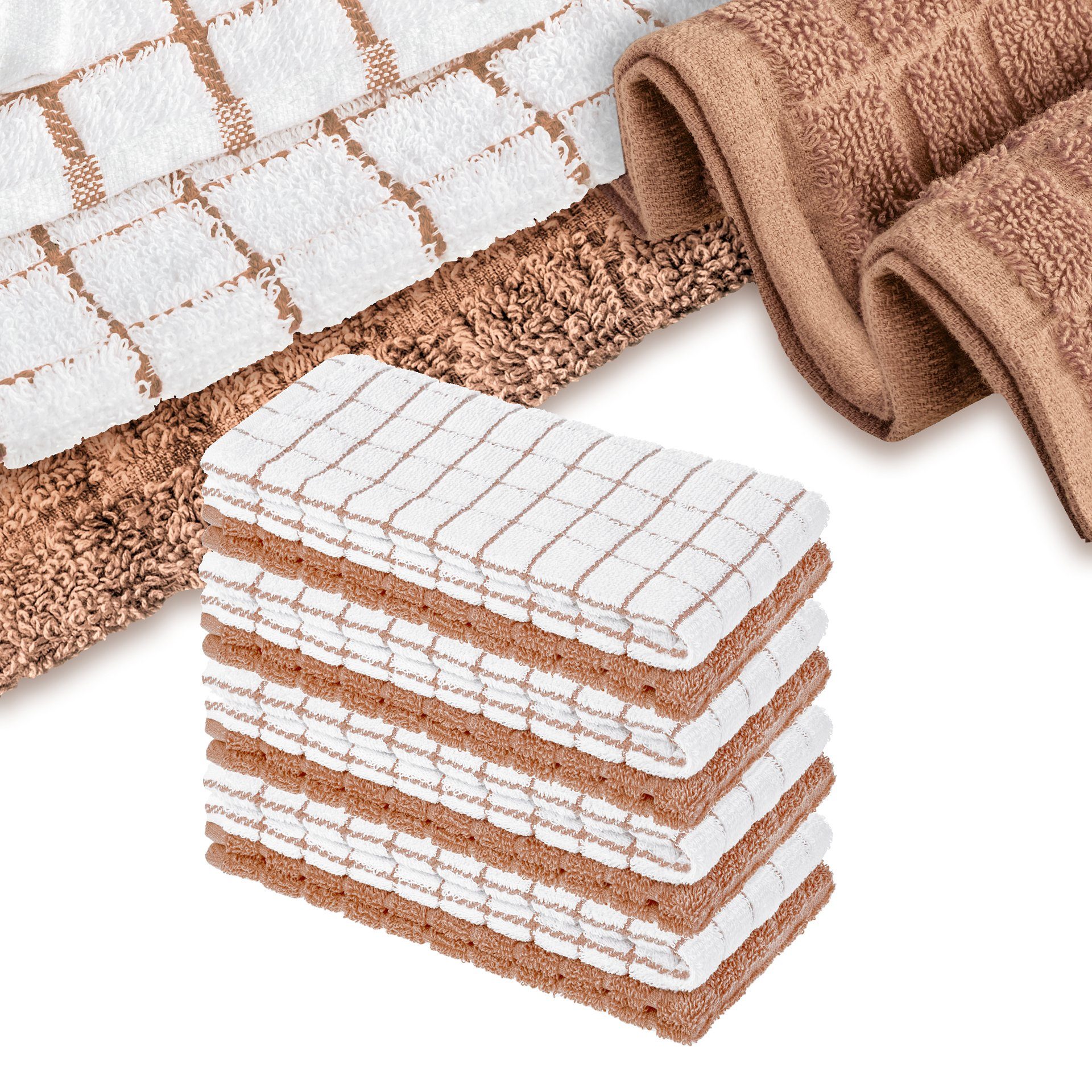StickandShine Geschirrtuch 8 Stück Geschirrtücher aus 100% Baumwolle Frottee SET Kariert Uni, (Spar SET, kariert und unifarben), kariert und uni geschmischt, Geschirrhandtuch