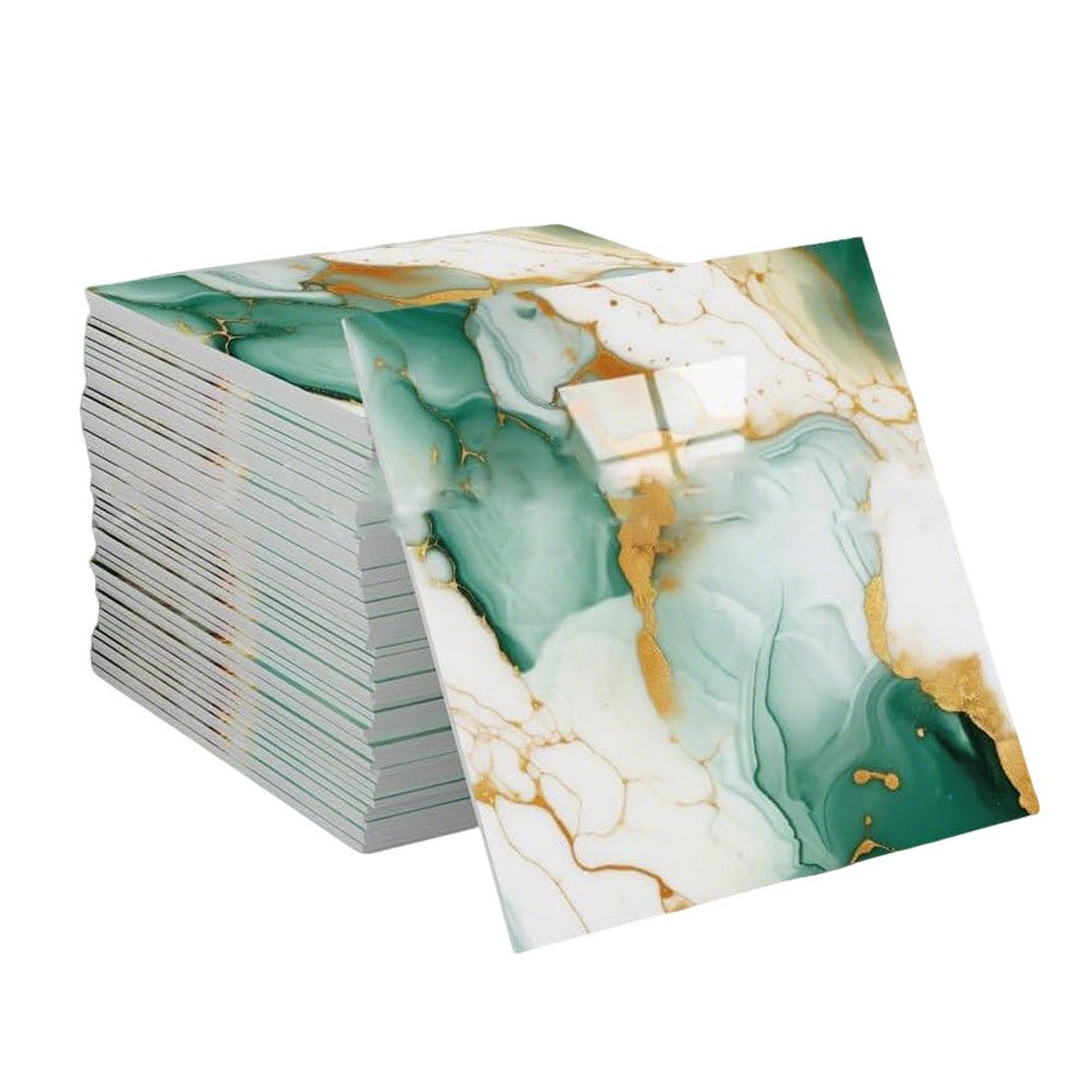 Agger Wandfliese Selbstklebend, Tile Stickers 10 Stück, Peel and Stick Tiles 30X30CM, 30x30, Grün, Wasserfest & Schmutzabweisend, Fliesenaufkleber Marmor