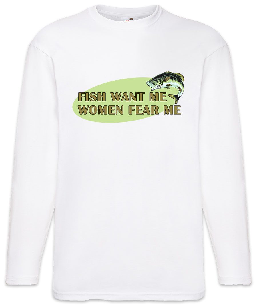 Urban Backwoods Langarmshirt Fish Want Me Women Fear Me Langarm T-Shirt Angler Fischer Sport (1-tlg) Angelsport Bass Angeln Verein